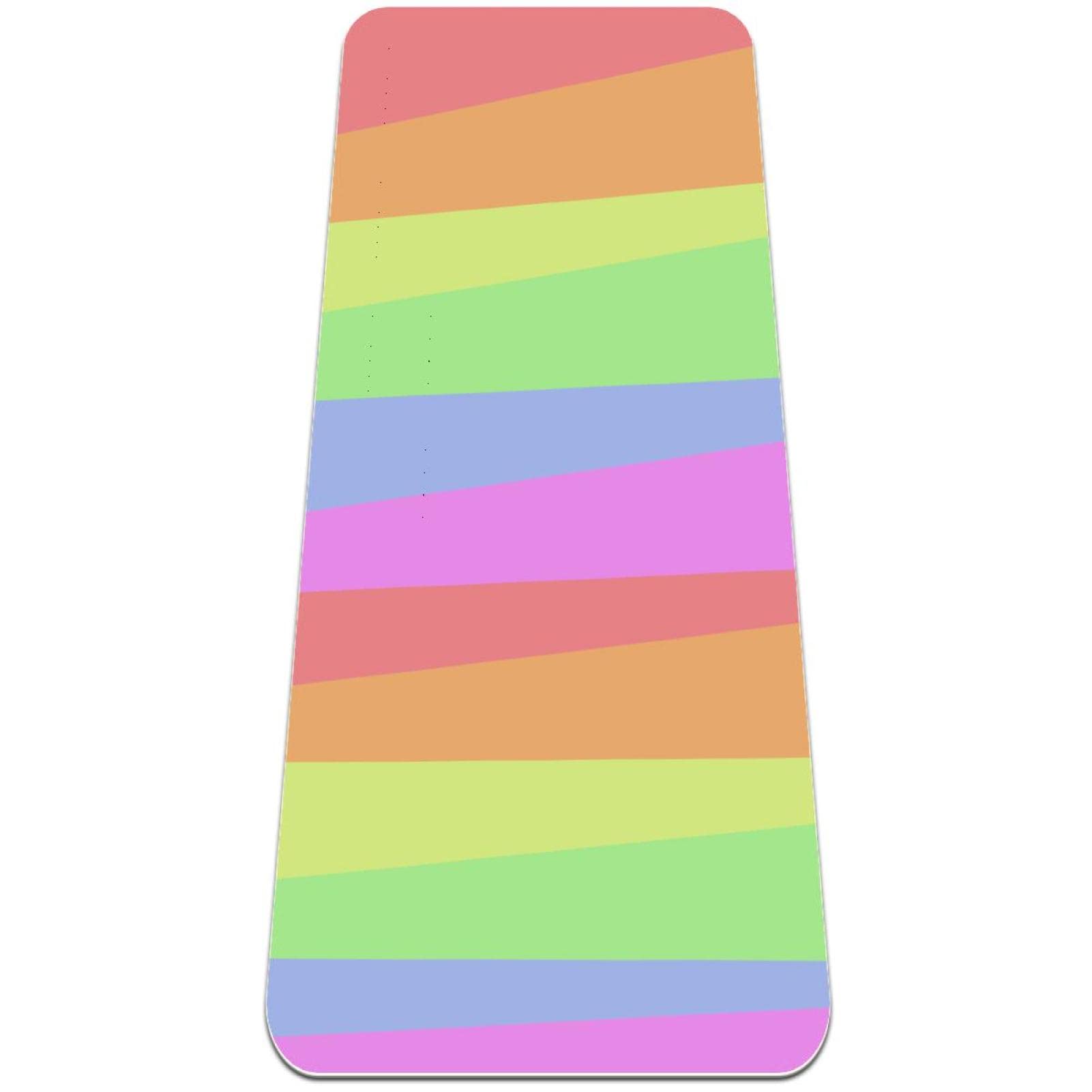 Premium Non-Slip Yoga Mat for Women - Extra Thick Exercise Mat with Alignment Lines & Triangle Stripes in Rainbow Colors - Perfect for Hot Yoga, Pilates, Home Workouts & Gym Sessions
