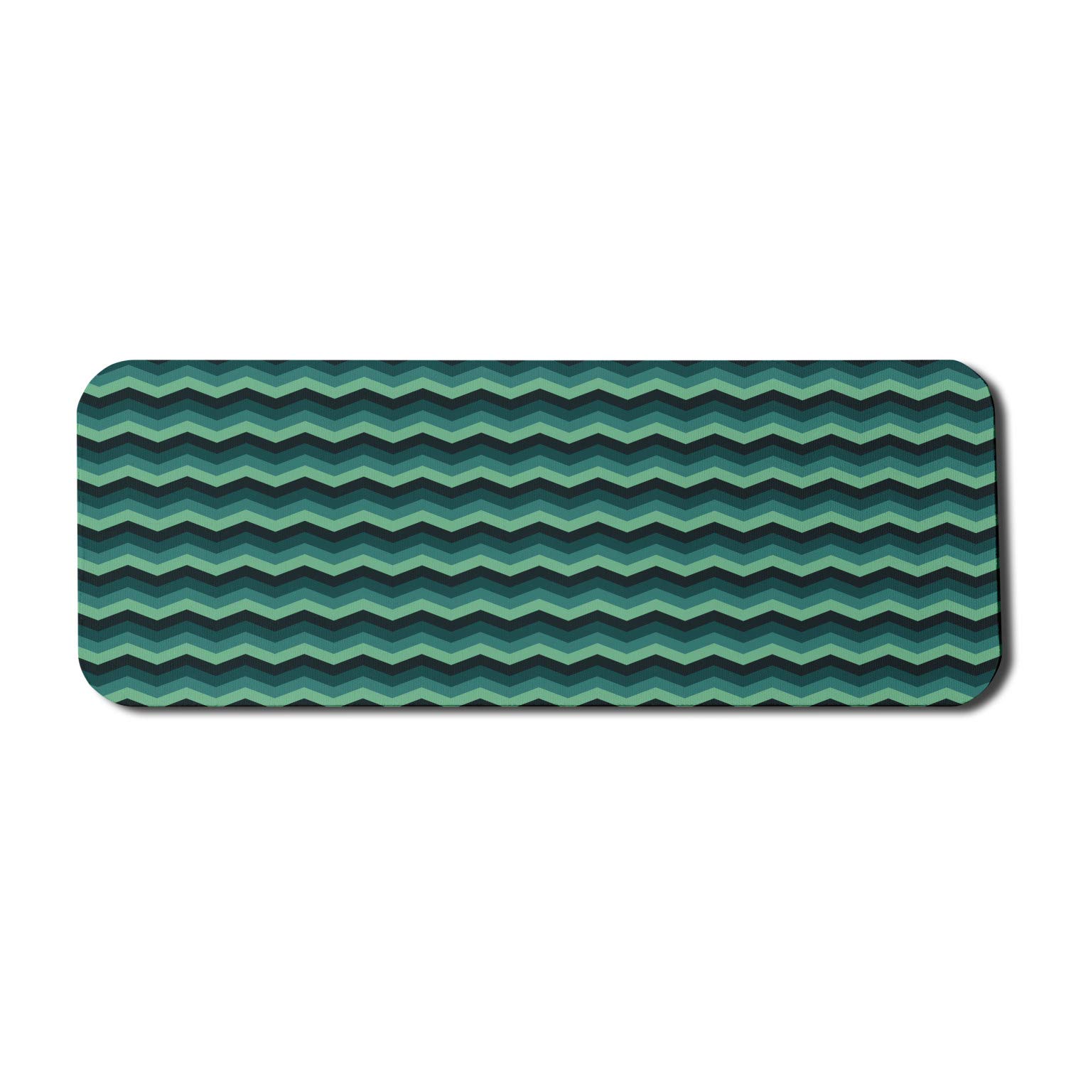 Ambesonne Teal Computer Mouse Pad - Expressionist Chevron Geometric Pattern, Vibrant Modern Colors, Non-Slip Rubber Base, Large 31