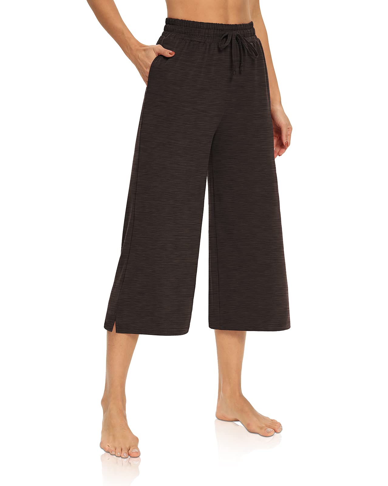 DIBAOLONG Women's Capri Pants - Loose Yoga Pants with Drawstring, Wide Leg Lounge Sweatpants, Comfortable Pajama Capris with Pockets for Yoga, Workout, Home Wear and Relaxation