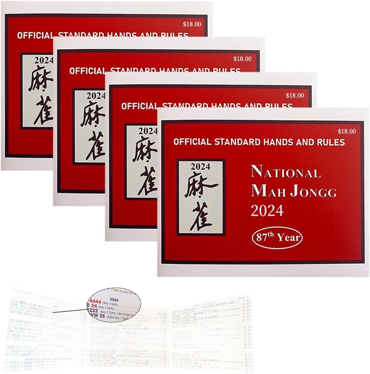 2024 Premium Large Mahjong Cards Set - Standard Hands & Rules with Scorecards (4-Pack) - Perfect for Family Game Nights, Tournaments, and Traditional Chinese Game Lovers