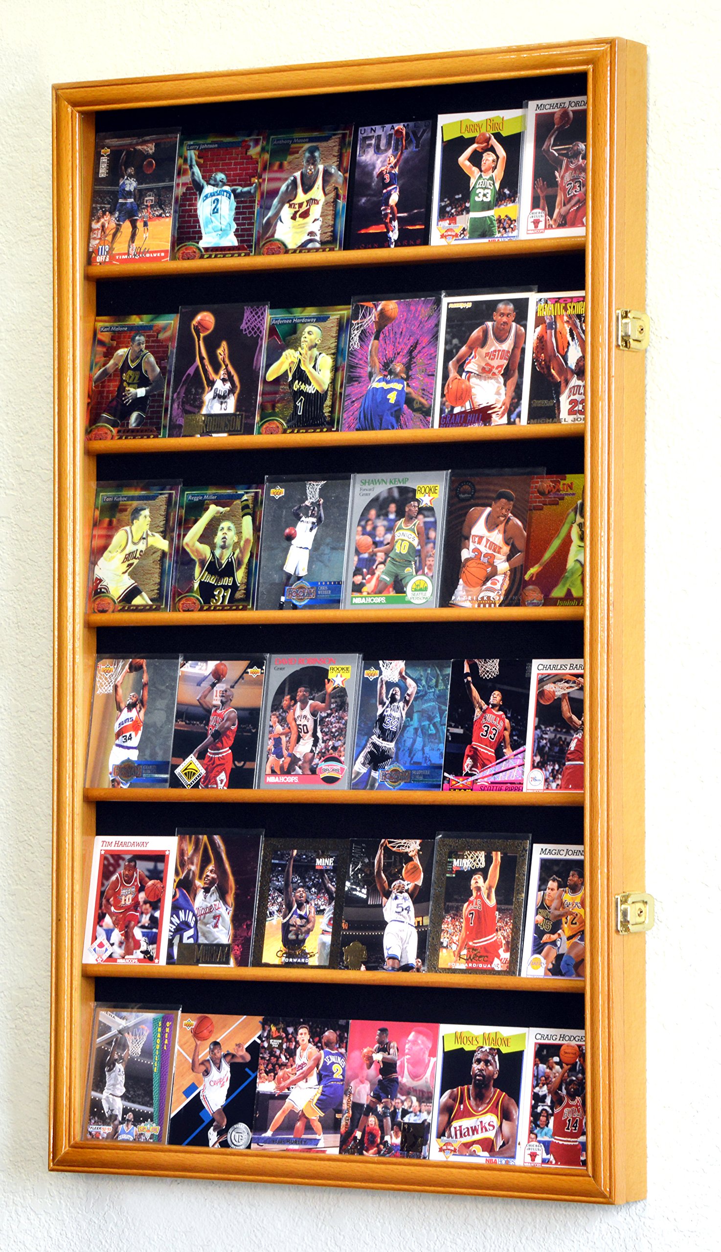 Premium Oak Wood Sports & Collectible Card Display Case with Glass Door - Perfect for Trading Cards, Memorabilia & Collectibles Showcase at Home or Office