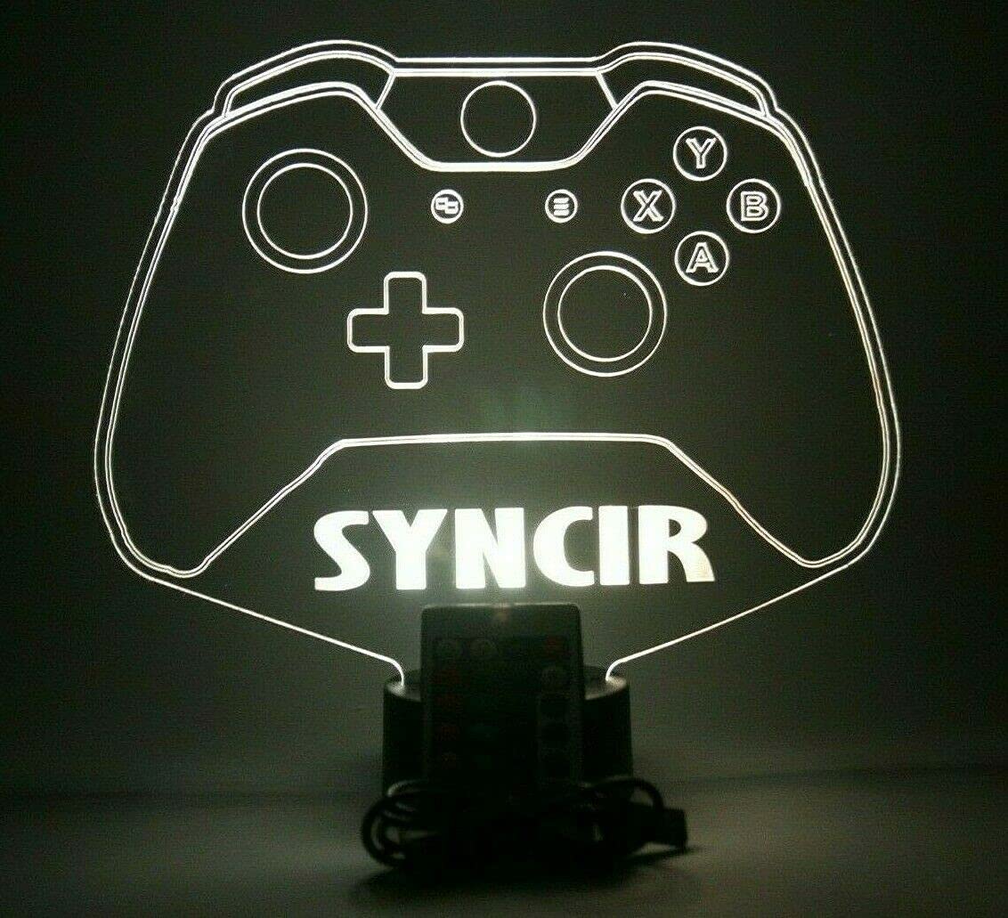 Custom LED Gaming Room Night Light - Personalized Video Game Controller Desk Lamp with Remote & 16 Color Options | Perfect for Bedroom Decor, Gamer Gifts & Game Room Lighting