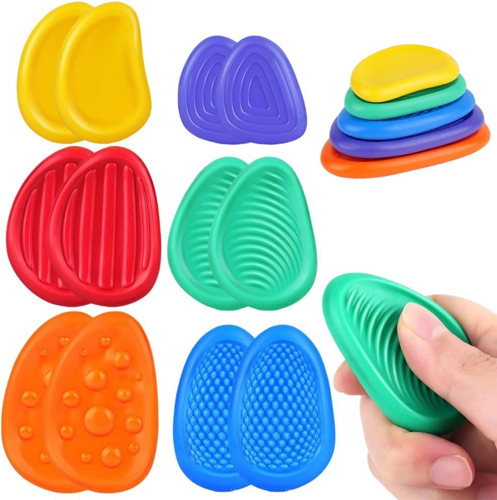 **2024 New Sensory Fidget Toys for Kids & Adults - Soft Textured Worry Stones for Anxiety Relief, Stress & Calming - Silent Fidget Toys for Teens, Classrooms, Office & Travel (2-Pack)**