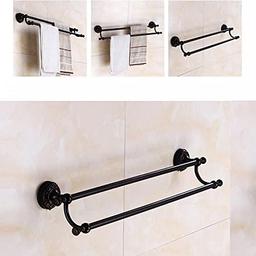 Antique Copper Wall Mounted Double Towel Rack - Heavy Duty Bathroom Towel Holder with Over Door & Wall Mount Options - Rustic Bathroom Hardware Accessories for Spa, Guest Bath & Master Bathroom Organization