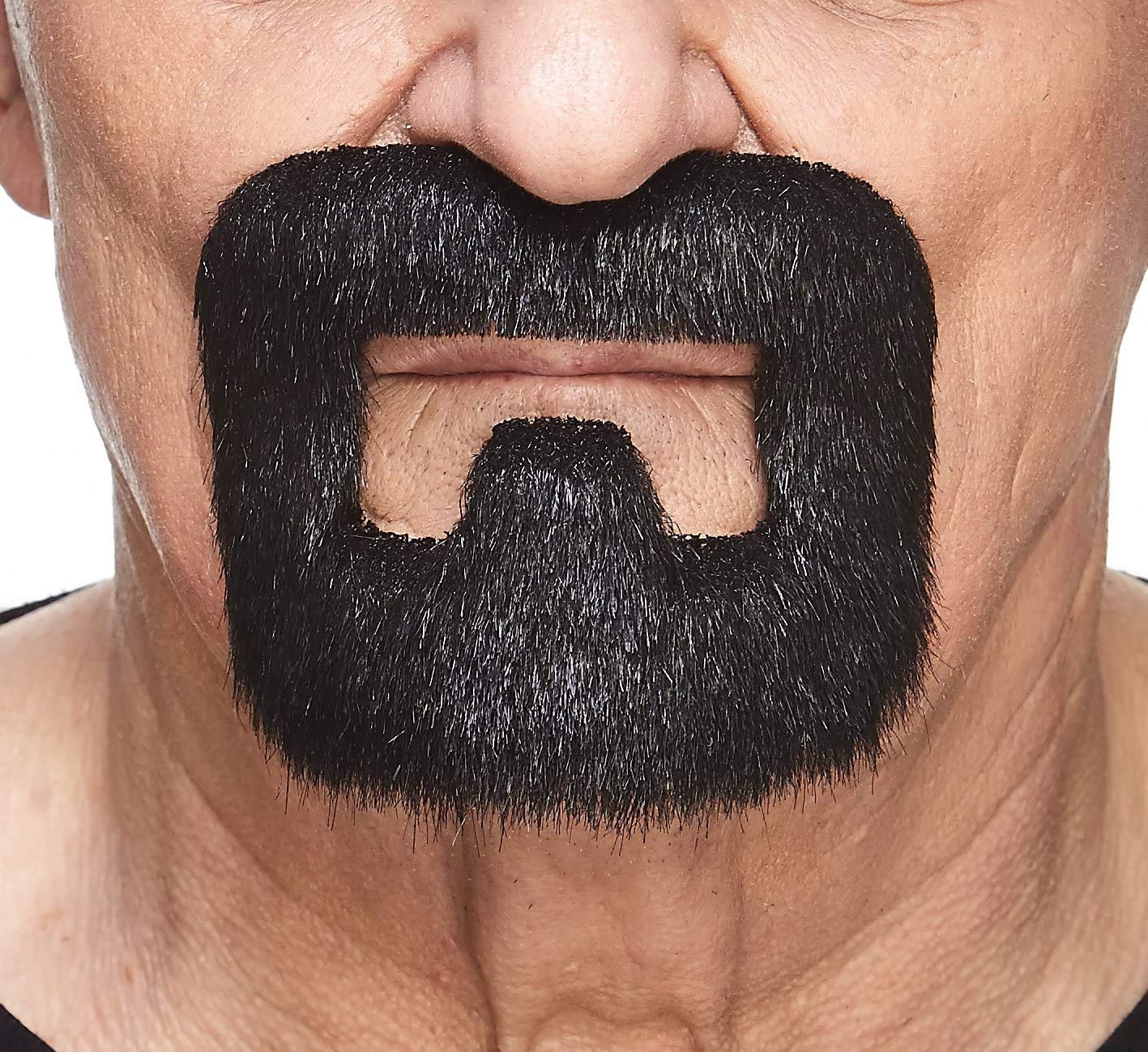Self-Adhesive Fake Mustache & Beard - Novelty Costume Facial Hair for Adults - Realistic Brown Inmate Look - Perfect for Halloween, Cosplay & Themed Parties
