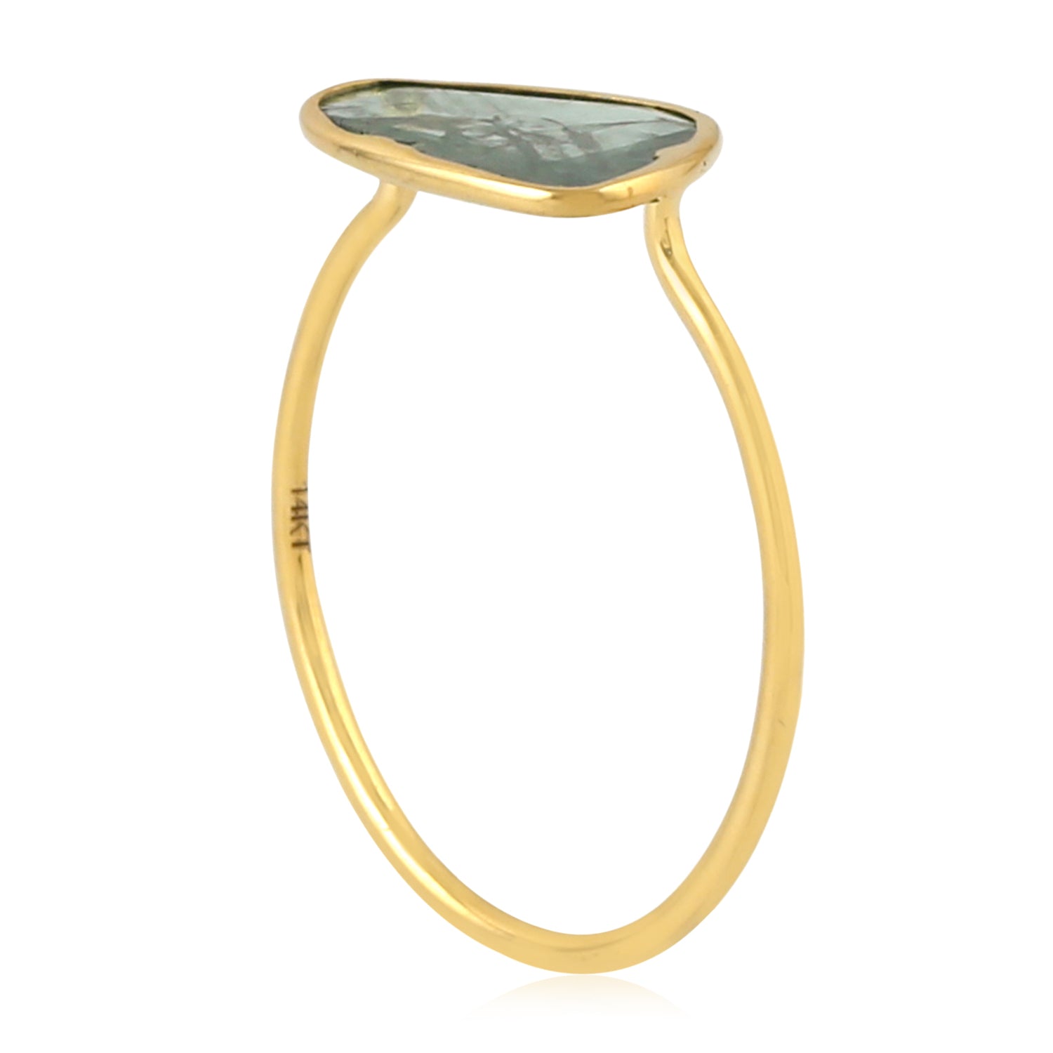 14K Yellow Gold Bezel Set Unshaped Slice Diamond Ring for Women - Elegant Wedding, Engagement & Anniversary Jewelry Gift