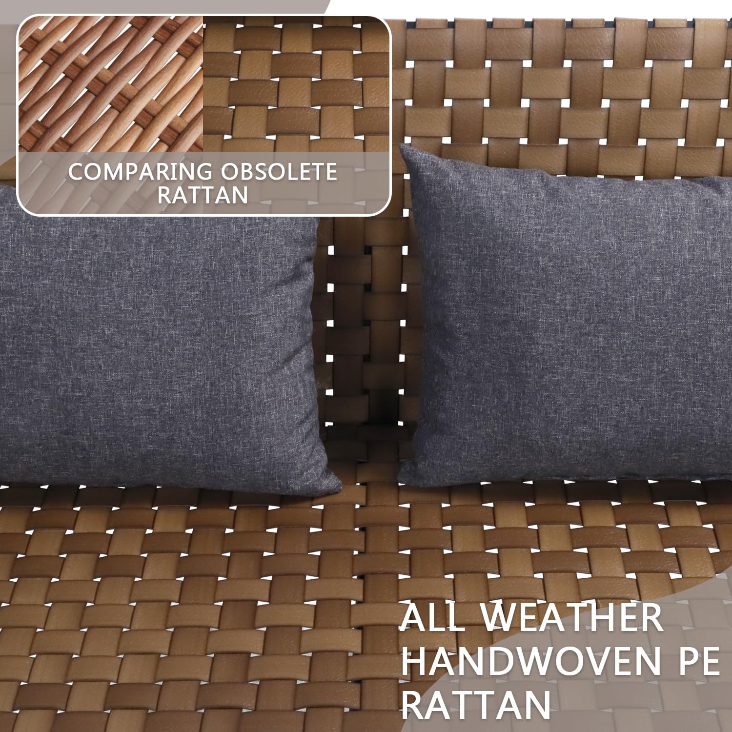 ENSTVER Outdoor Rattan Loveseat - Waterproof Wicker Patio Chair for 2, All-Weather Garden Bench with Cushions - Perfect for Backyard, Poolside & Balcony Relaxation