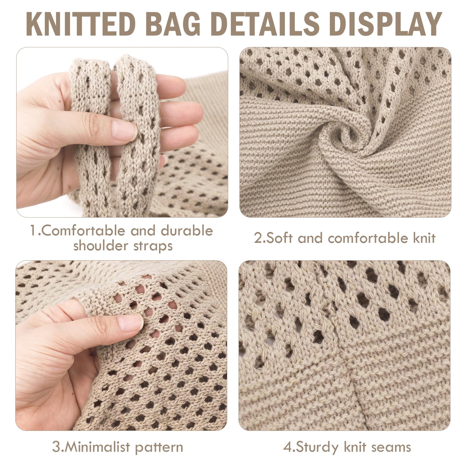 Stylish Ayieyill Crochet Tote Bag for Women - Breathable Mesh Beach Bag, Boho Knit Purse for Summer Vacation, Travel & Shopping - Perfect for Beach Outings, Picnics & Boho Fashion