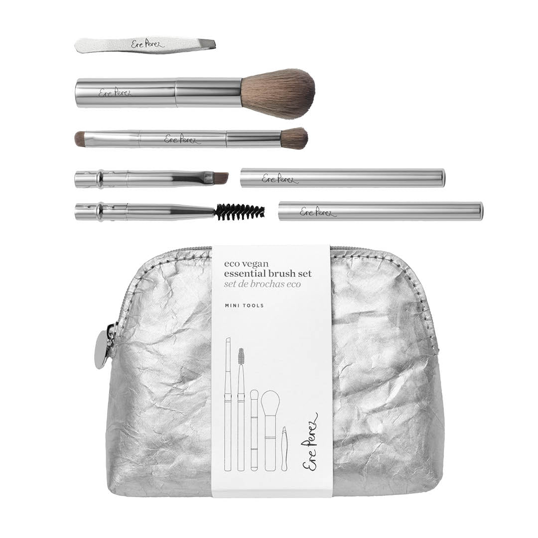 Eco-Friendly Vegan Essential Brush Set - Mini Makeup Tools for Travel & On-The-Go Beauty | Cruelty-Free & Sustainable