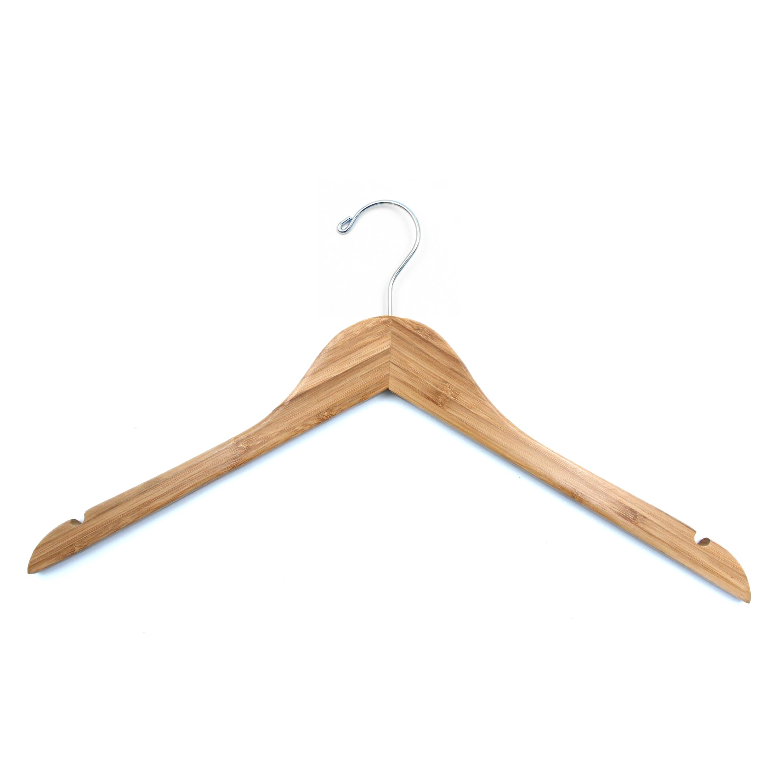 SSWBasics 17 Inch Bamboo Clothes Hangers - Pack of 50 - Space Saving Non-Slip Garment Hangers for Closet Organization, Wardrobe Storage & Travel Use