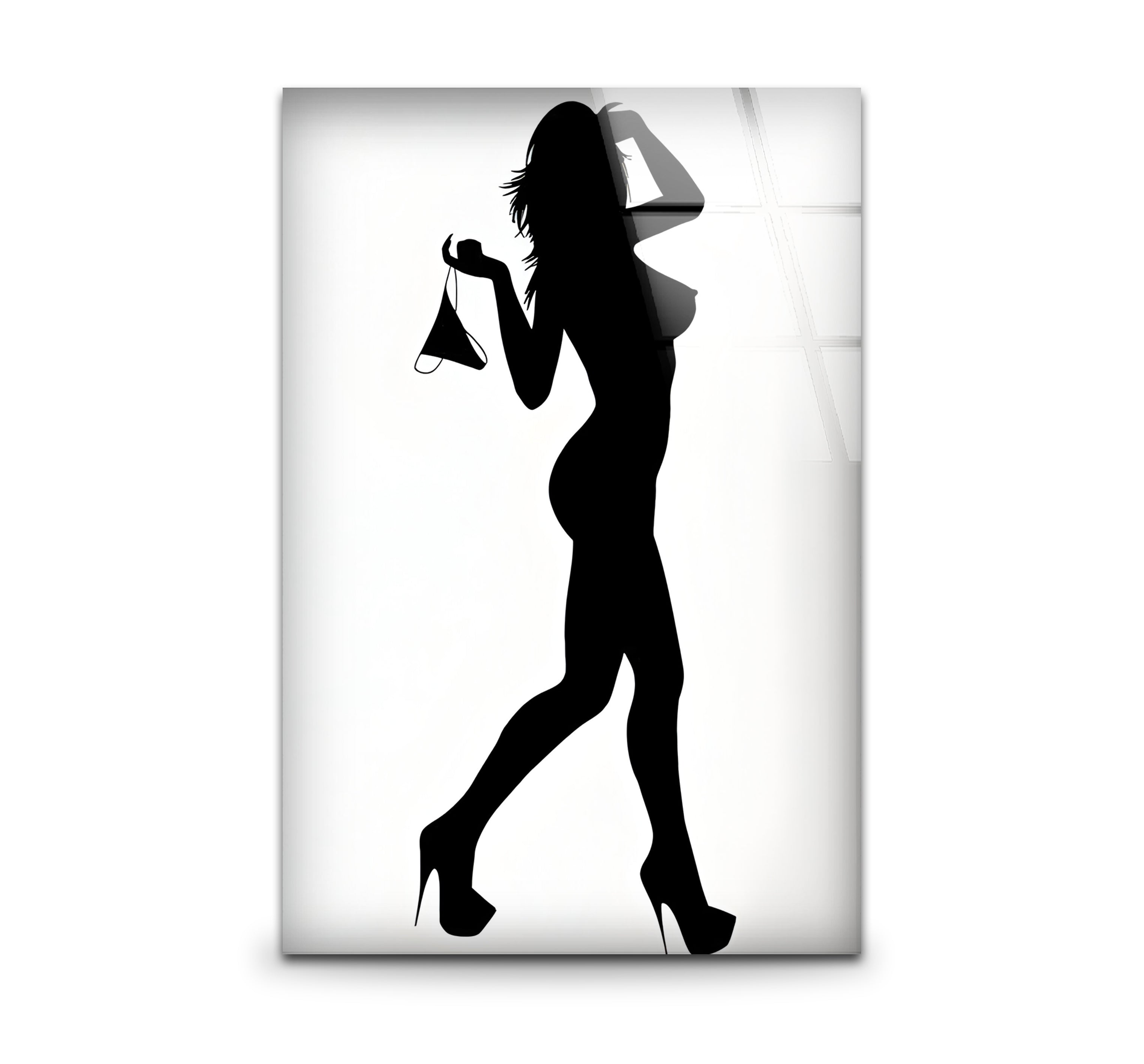 Elegant Black and White Woman Poses Glass Wall Art - Modern Home Decor for Living Room, Bedroom & Office - Perfect Gift for Housewarming, Wedding & Anniversary