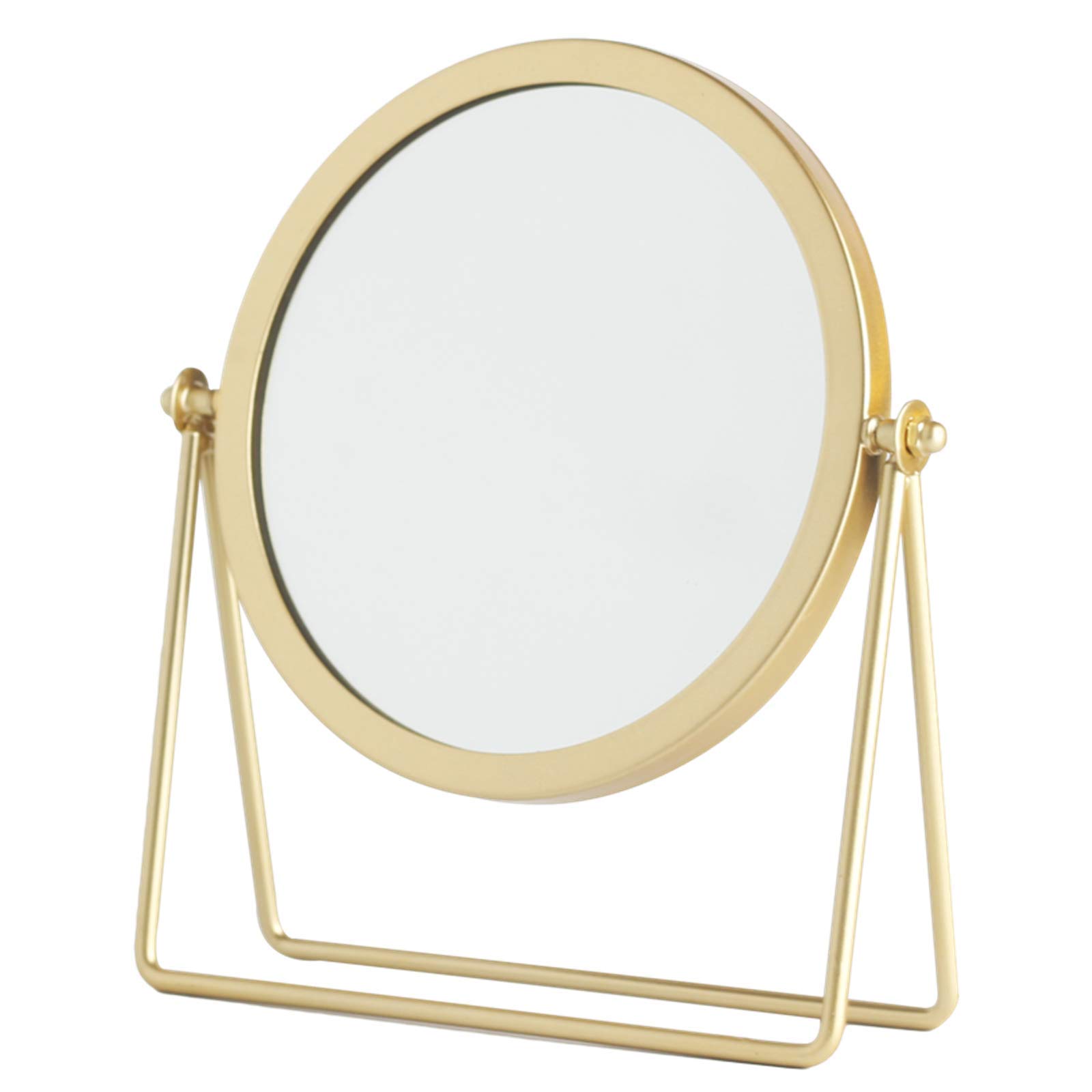 360° Rotating Golden Iron Tabletop Makeup Mirror - Swivel Desktop Stand Mirror for Dressing Table | Perfect for Vanity, Bathroom & Bedroom Makeup Application