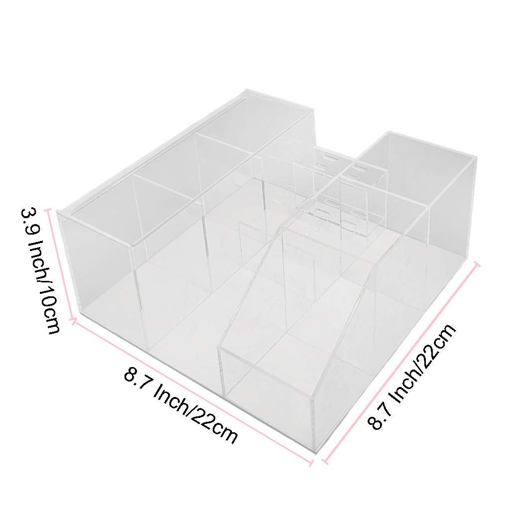 Perfeclan Acrylic Storage Box Organizer with Holder Stand - Clear Transparent Display Shelf for Extension Supplies, Tools & Accessories - Perfect for Salon, Nail Art, Beauty & Craft Room Organization