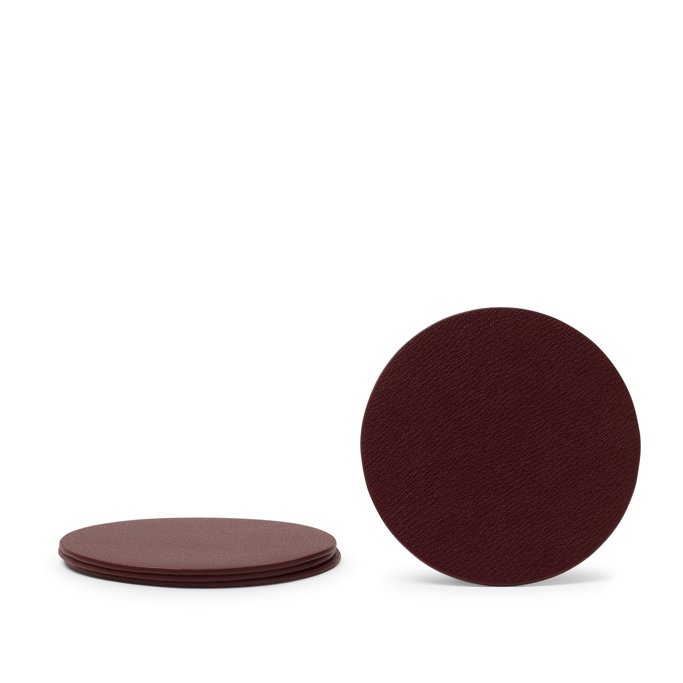 Stylish Oxblood Round Coaster Set - 6 Pack Absorbent Cork Drink Coasters for Coffee Tables, Bars & Home Decor - Perfect for Protecting Furniture from Spills & Stains