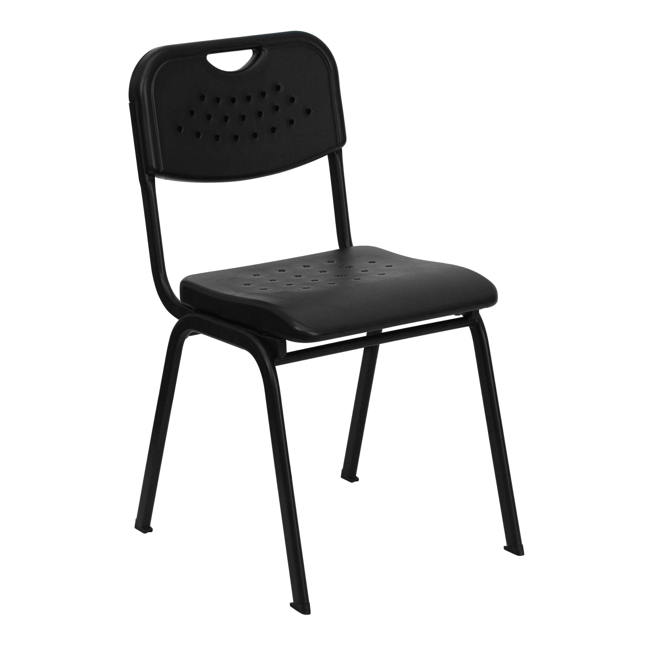 Flash Furniture 5-Pack HERCULES Series 880 lb Capacity Black Plastic Stack Chairs with Open Back & Frame - Heavy Duty Stackable Chairs for Events, Banquets, Classrooms & Office Use