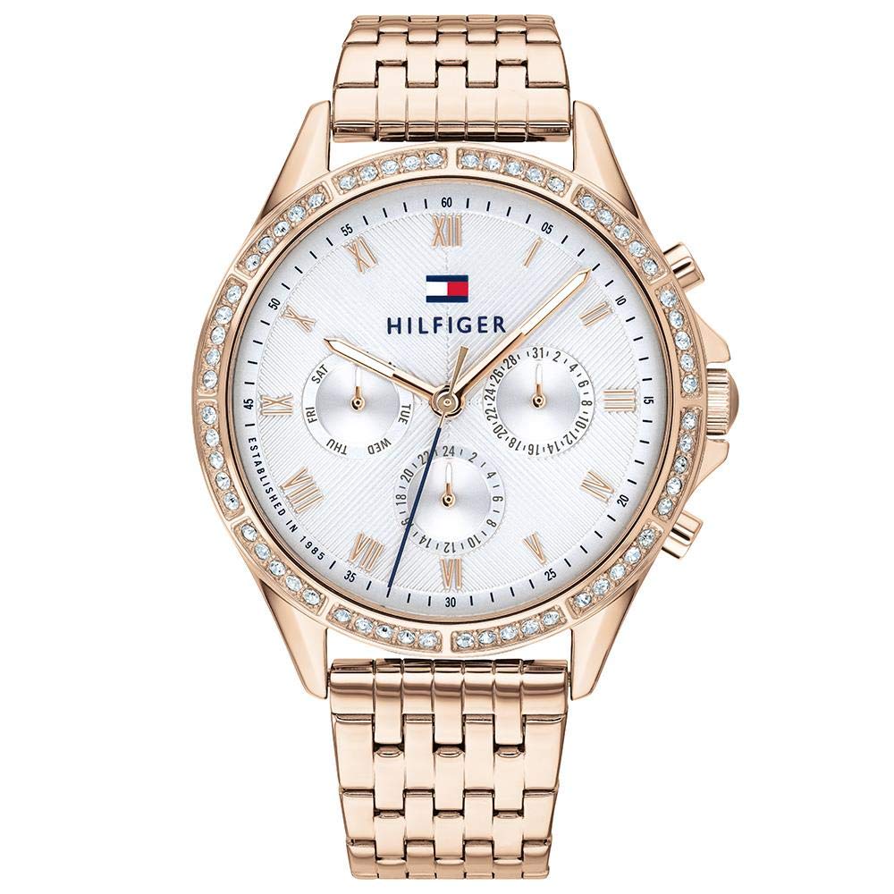 Tommy Hilfiger Women's Carnation Gold Stainless Steel Quartz Watch with Multifunction - 1782143 | Elegant Timepiece for Casual, Office & Special Occasions