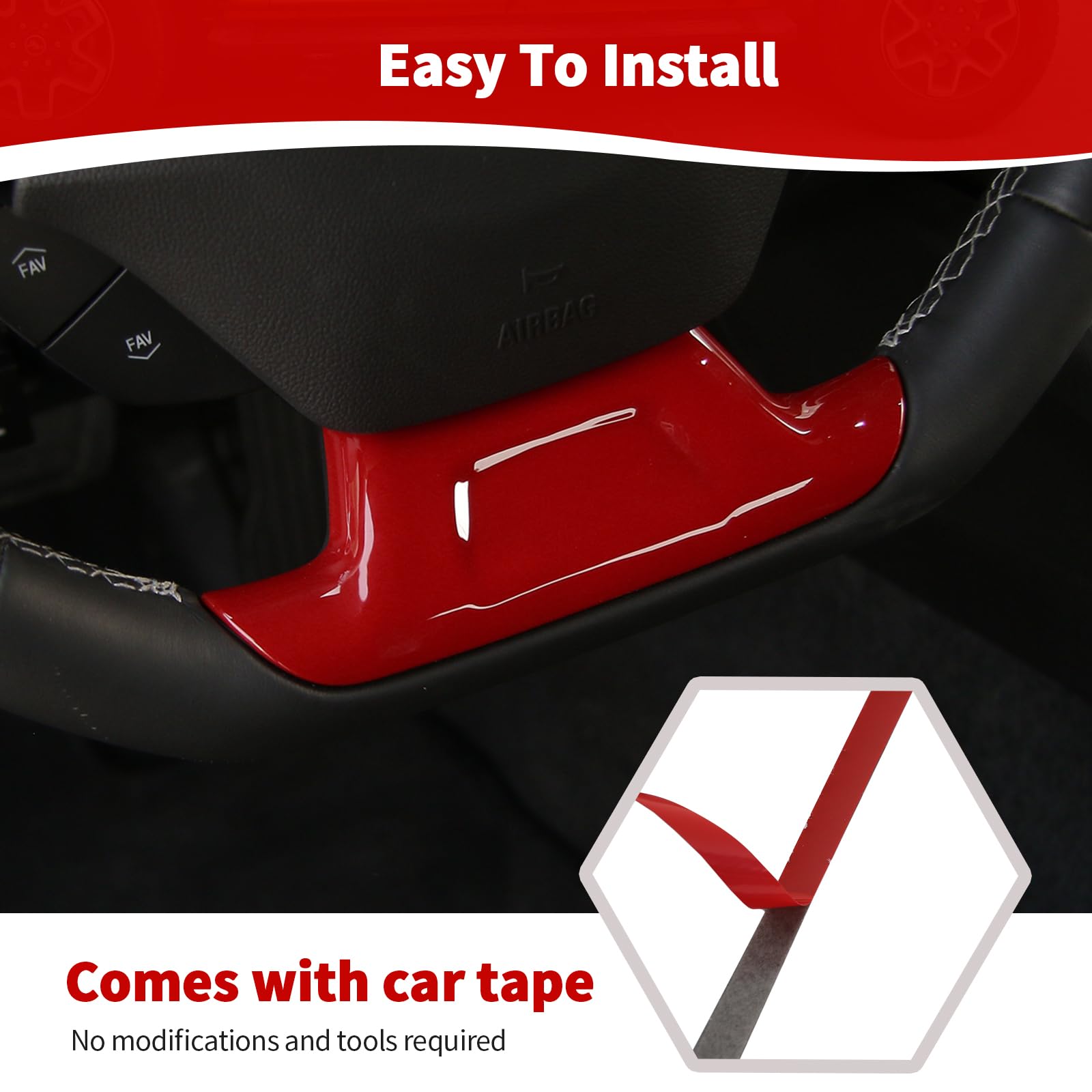 RT-TCZ Red Steering Wheel Panel Trim Sticker for 2017+ Chevy Camaro | Interior Accessories Upgrade | Perfect for Car Enthusiasts & Customization Projects