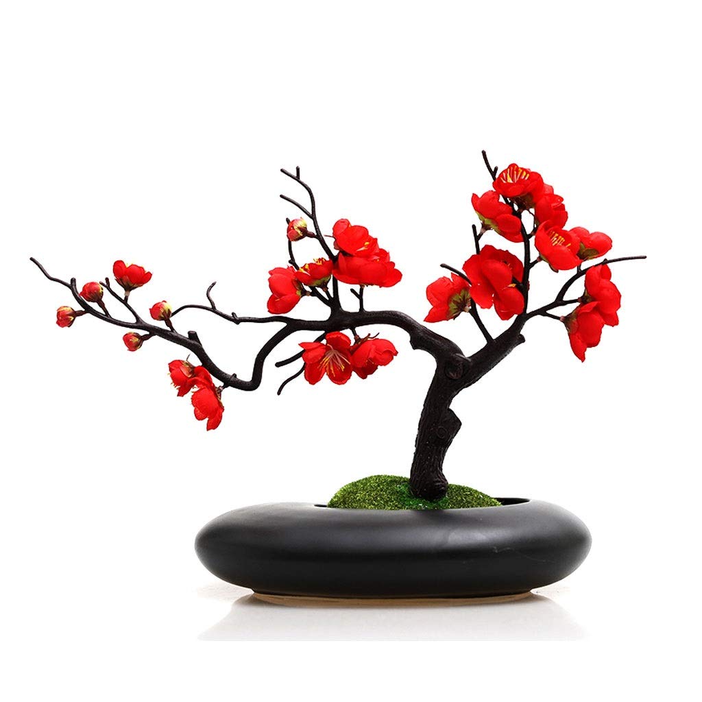 Realistic Fake Plum Bonsai Tree - Chinese Style Artificial Flower Set for Home Office Wedding Decoration | Perfect for Living Room Decor, Feng Shui Arrangement & Event Centerpieces