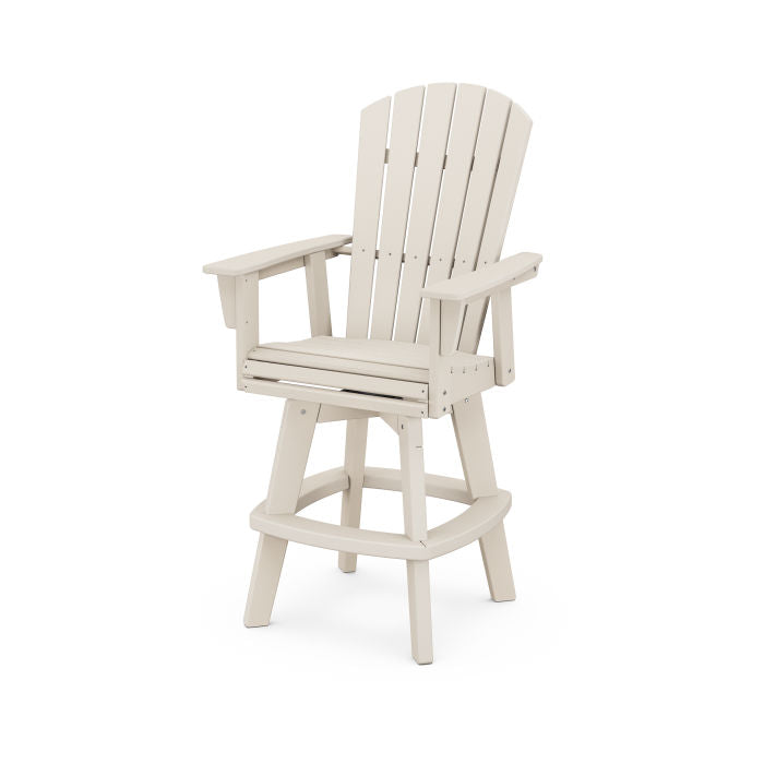 POLYWOOD Nautical Curveback Adirondack Swivel Bar Chair - Outdoor Patio Furniture, Weather-Resistant Poly Lumber, 360° Rotation - Perfect for Poolside, Deck, Garden & Backyard Relaxation
