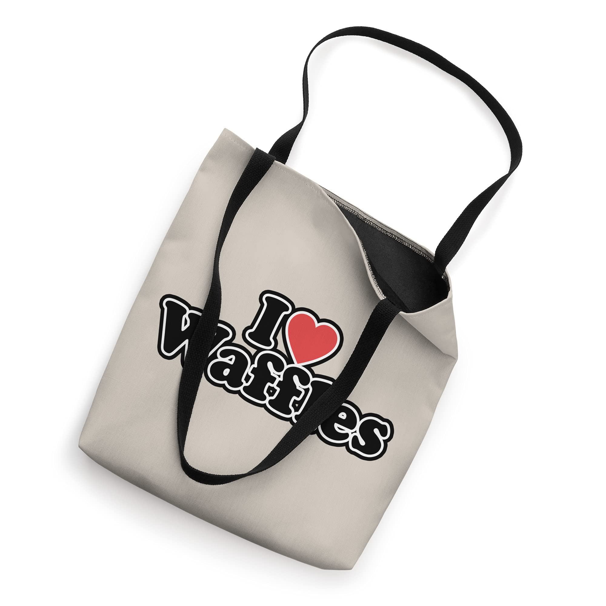 I Love Waffles Tote Bag - Cute Waffle Pattern Cotton Shopping Bag for Women, Reusable Grocery Tote for Breakfast Lovers, Perfect for Brunch, Grocery Shopping & Beach Day