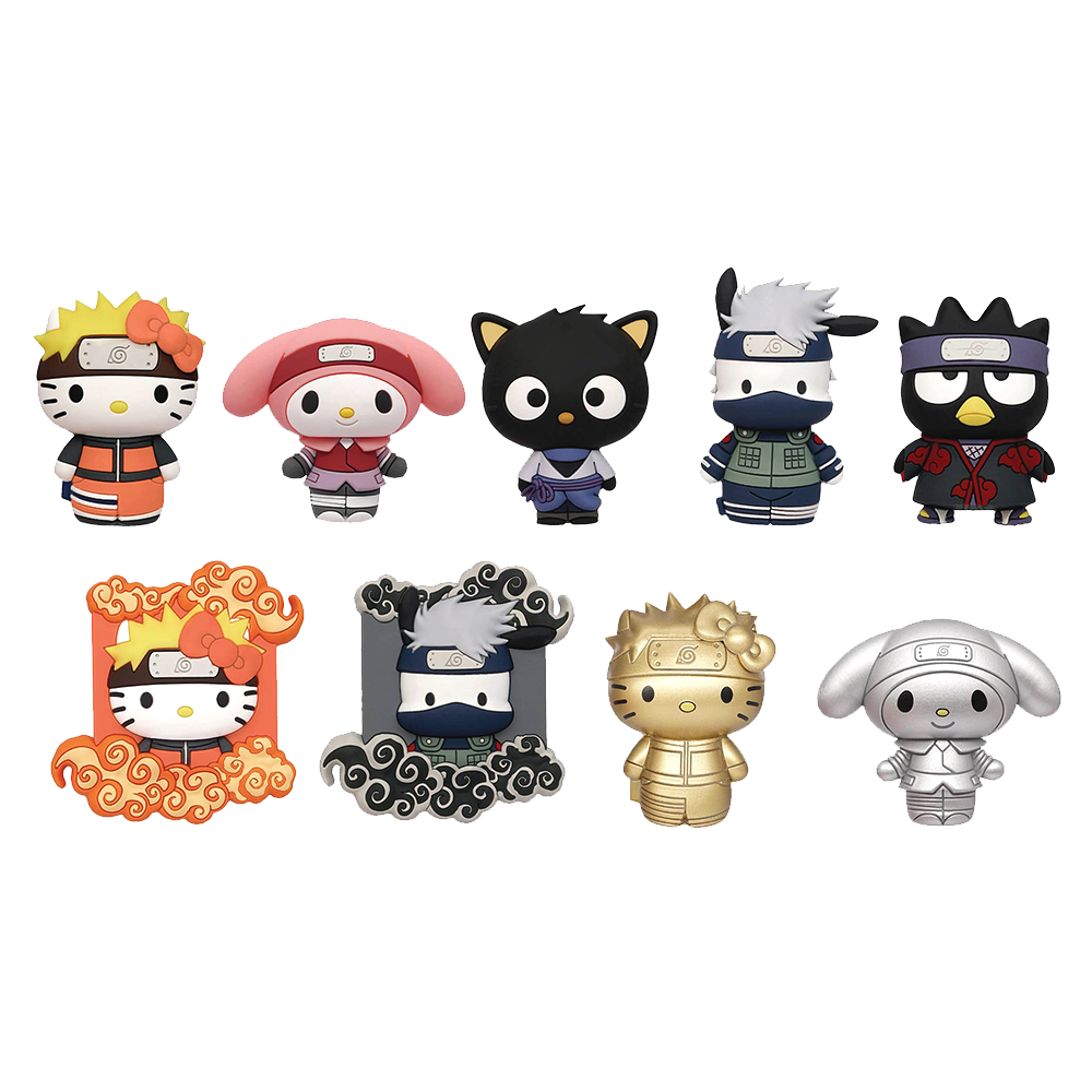 Naruto Shippuden x Hello Kitty and Friends Mystery Blind Bag Figure Keychain - Cute Anime Collectible for Backpacks, Keys & Gifts