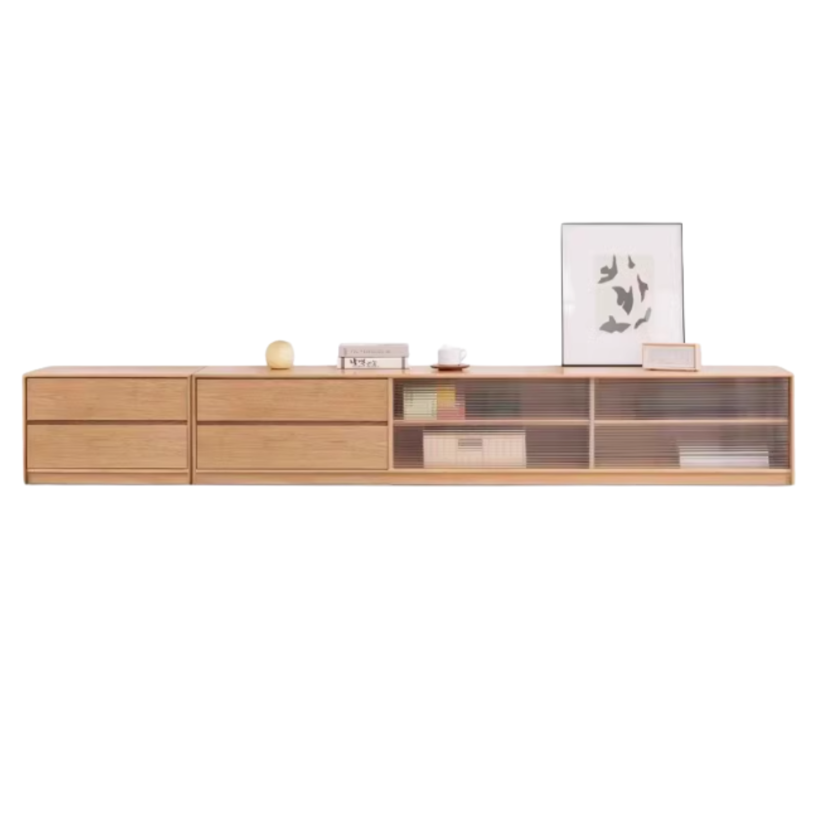 102.4x15x15.8 inch/ 260x38x40сm/ Natural Wood color/  TV cabinet +  side cabinet