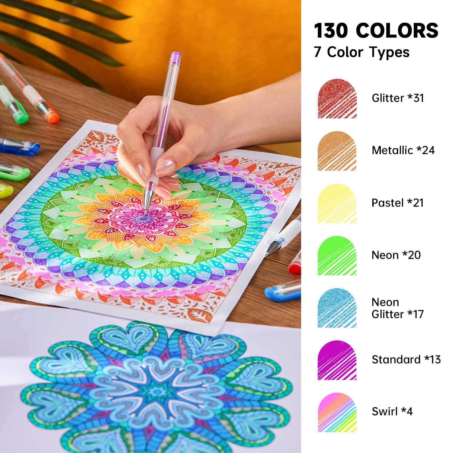 Shuttle Art 260 Pack Gel Pens Set - 130 Vibrant Colors with 130 Refills for Adult Coloring Books, Drawing, Crafts, Scrapbooking & Journaling | Perfect for Artists, Students & DIY Enthusiasts
