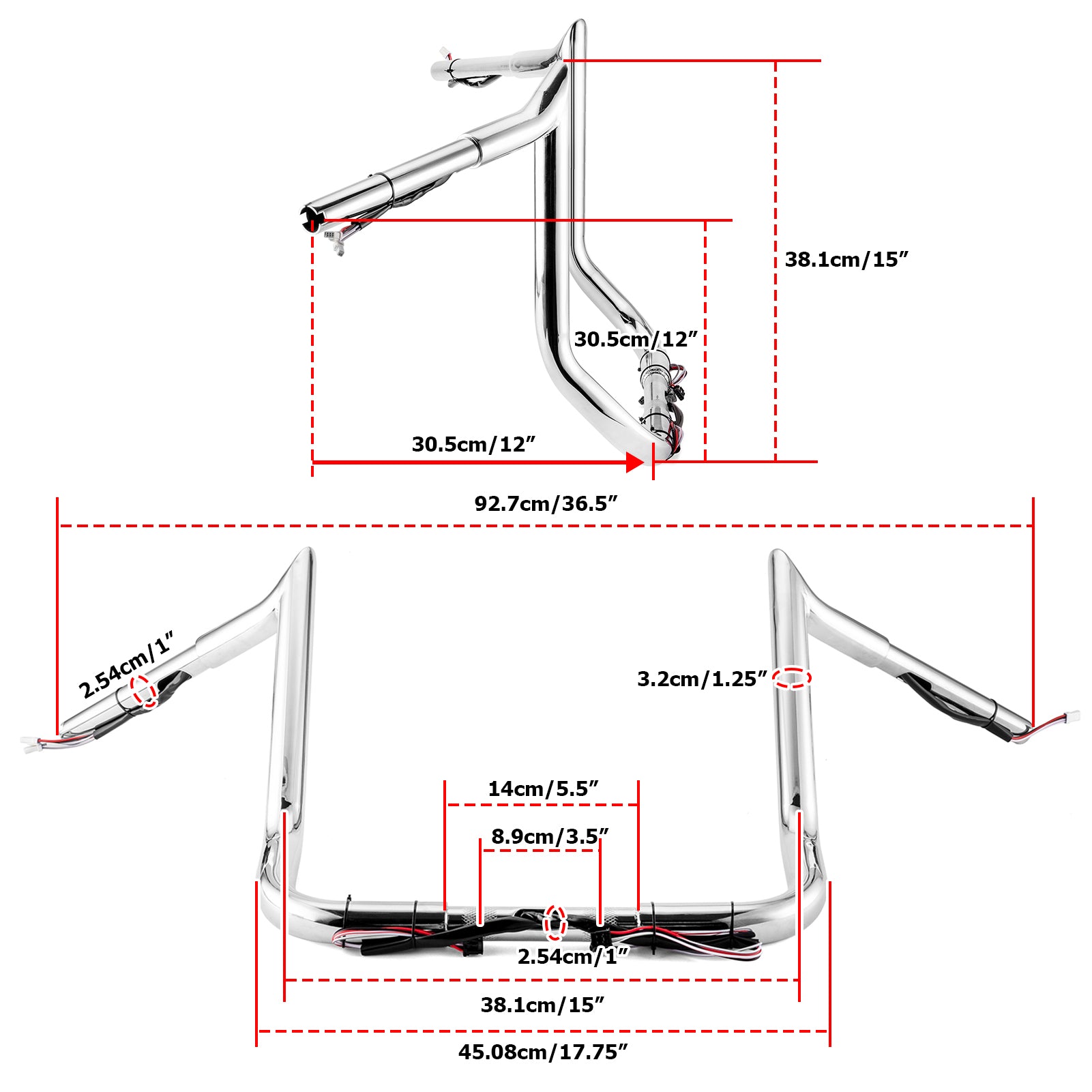 2014-2023 Harley-Davidson Touring Street Glide FLHX Electra Glide Chrome 12 Pre-Wired Bagger Handlebar - Replacement for Motorcycle Customization & Comfort Upgrade