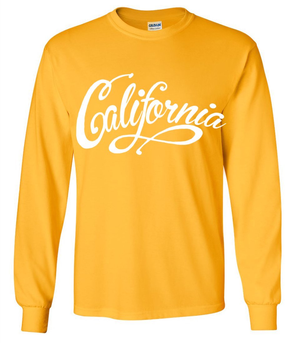 California Beach Script Long Sleeve Shirt for Men & Women - Soft Cotton Casual Surfing Tee - Perfect for Beach Vacation, Surfing, Summer Outfits & Relaxing Outdoors
