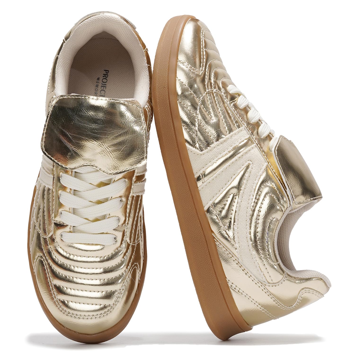 Project Cloud Women's Leather Sneakers - Memory Foam Comfort Casual Lace-Up Shoes for Women | Non-Slip Fashion Sneakers for Everyday Wear & Walking (Madrid Style)