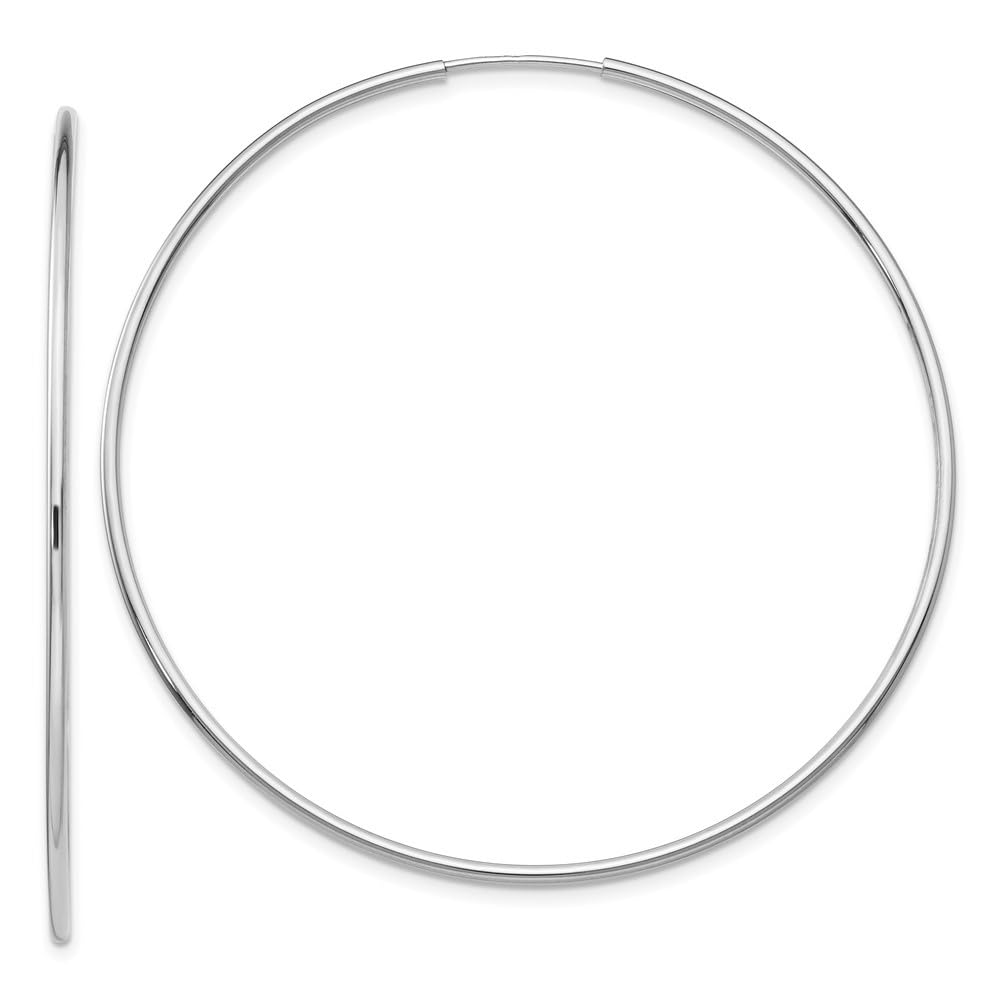 10K White Gold Endless Hoop Earrings for Women - 2.13 Inch Diamond-Cut Circle Earrings | Perfect for Everyday Wear, Date Night & Special Occasions