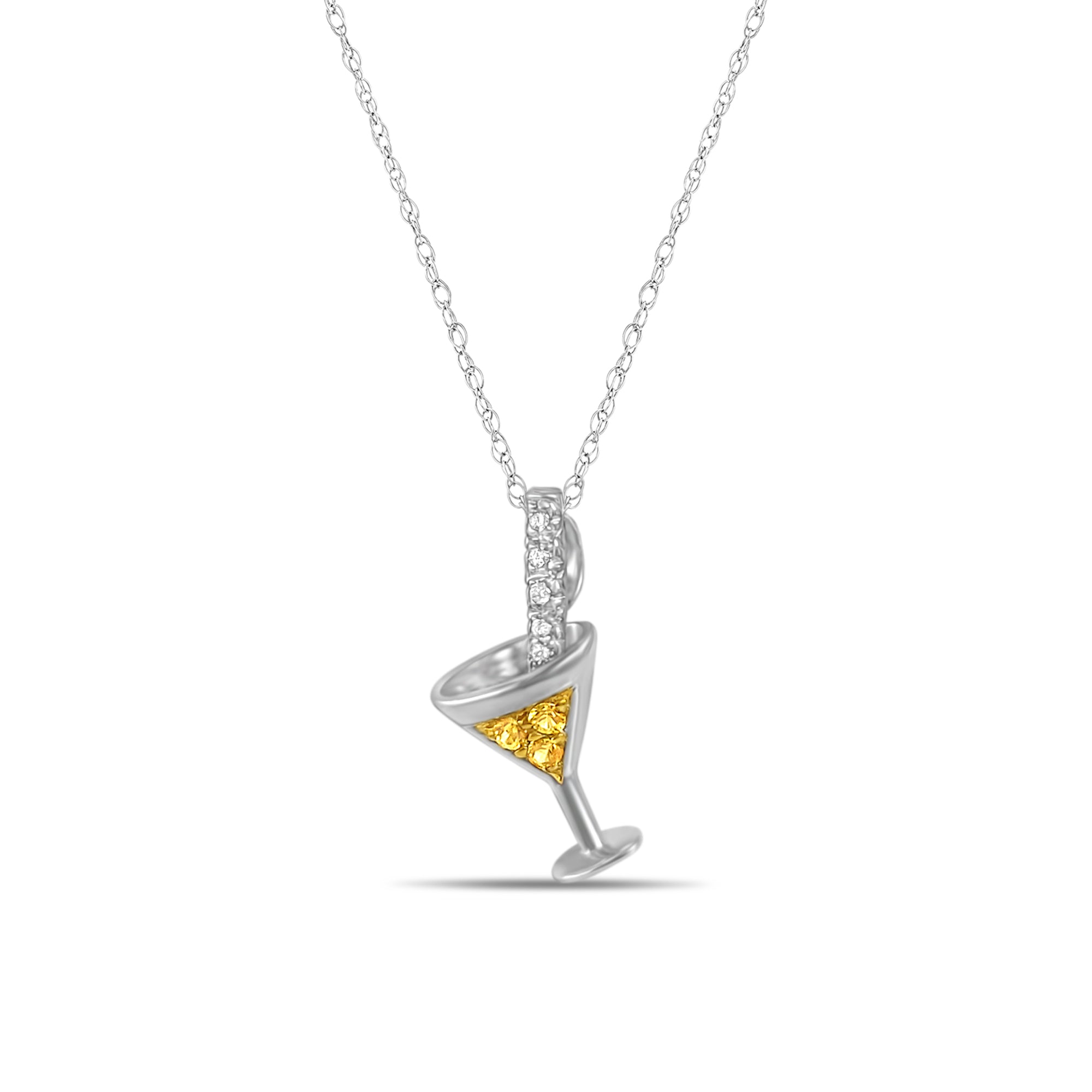 Exquisite Yellow Sapphire & Diamond Martini Necklace for Women - Elegant Jewelry Gift for Parties, Weddings & Special Occasions