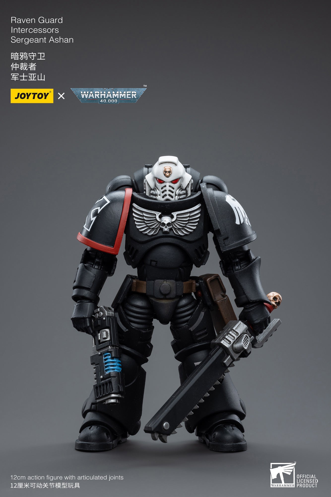 1/18 JOYTOY Warhammer 40K Raven Guard Intercessors Sergeant Ashan Action Figure - Collectible Miniature for Warhammer 40K Fans, Tabletop Gaming & Display