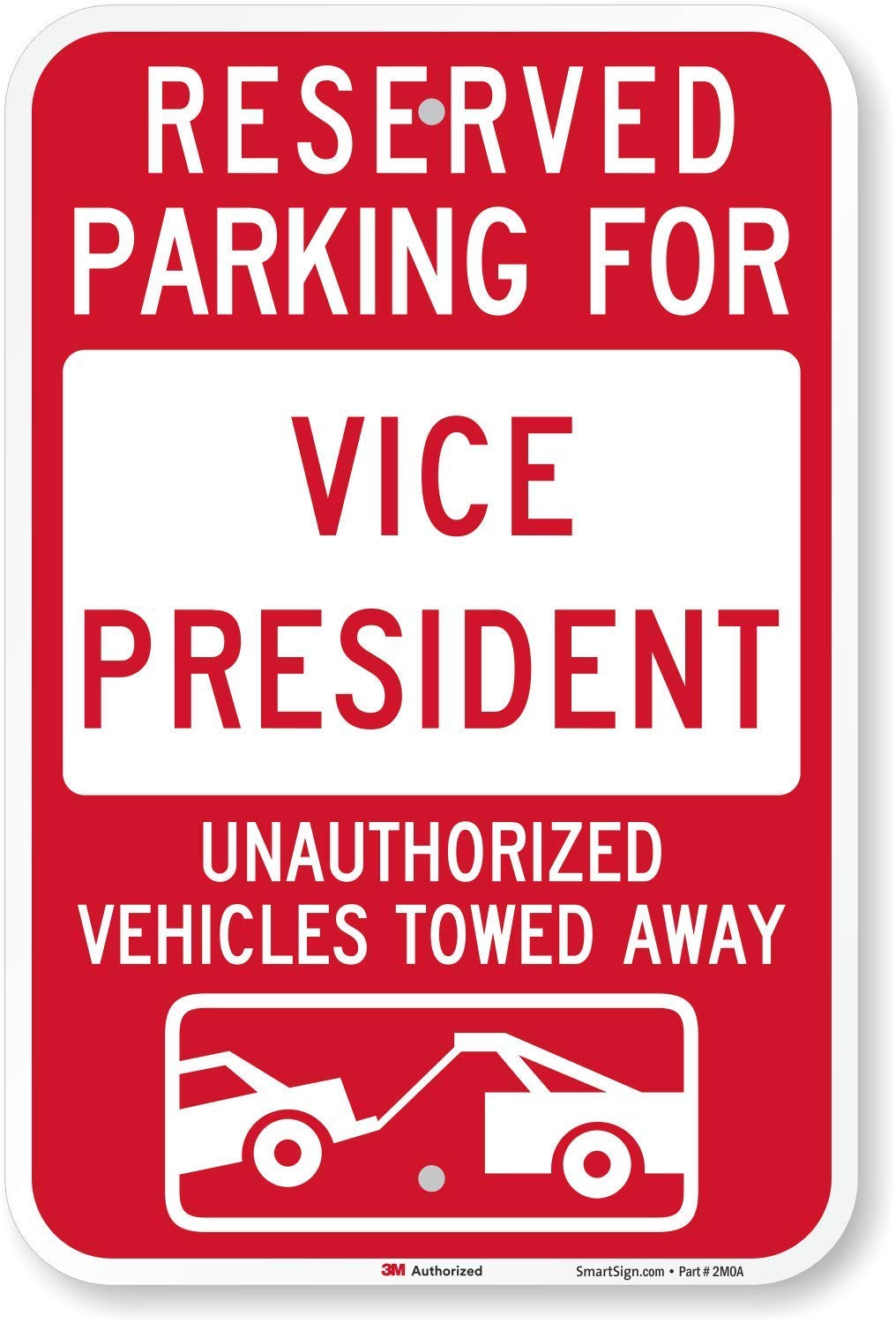 Vice President Reserved Parking Sign - 8x12 Inch Metal Warning Sign for Garages & Offices - Unauthorized Vehicles Will Be Towed - Durable Tin Safety Sign for Workplace Security & Parking Enforcement