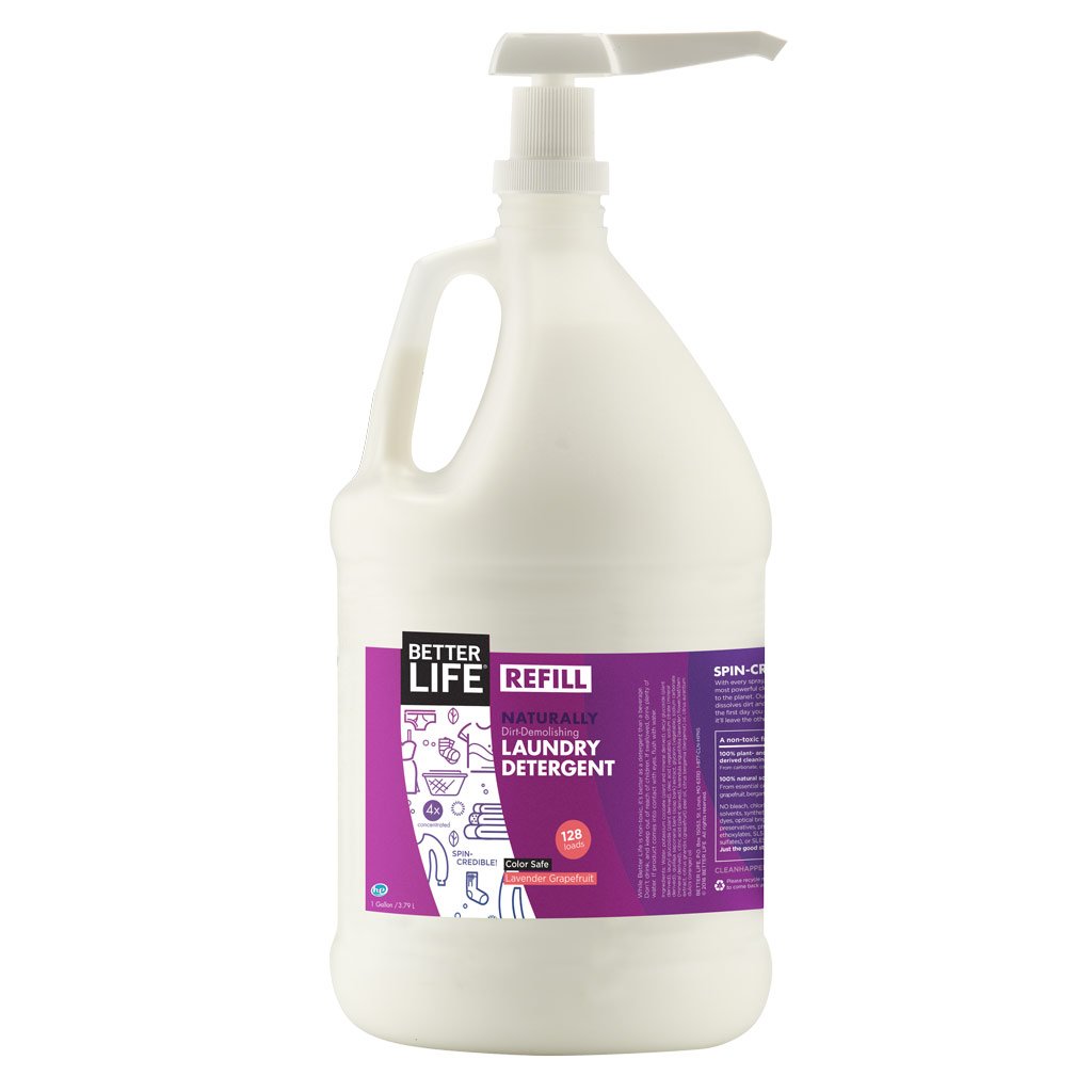 Better Life Natural Laundry Detergent with Pump - 128 Fl Oz, Plant-Based, Eco-Friendly, Biodegradable, Lavender Grapefruit Scent - Gentle on Skin, Hypoallergenic for Sensitive Skin - Perfect for Families, Babies & Eco-Conscious Homes (Pack of 1)
