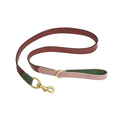 Premium Italian Leather Dog Lead - LISH Walter Pink - Durable & Stylish for Walks, Training & Outdoor Adventures