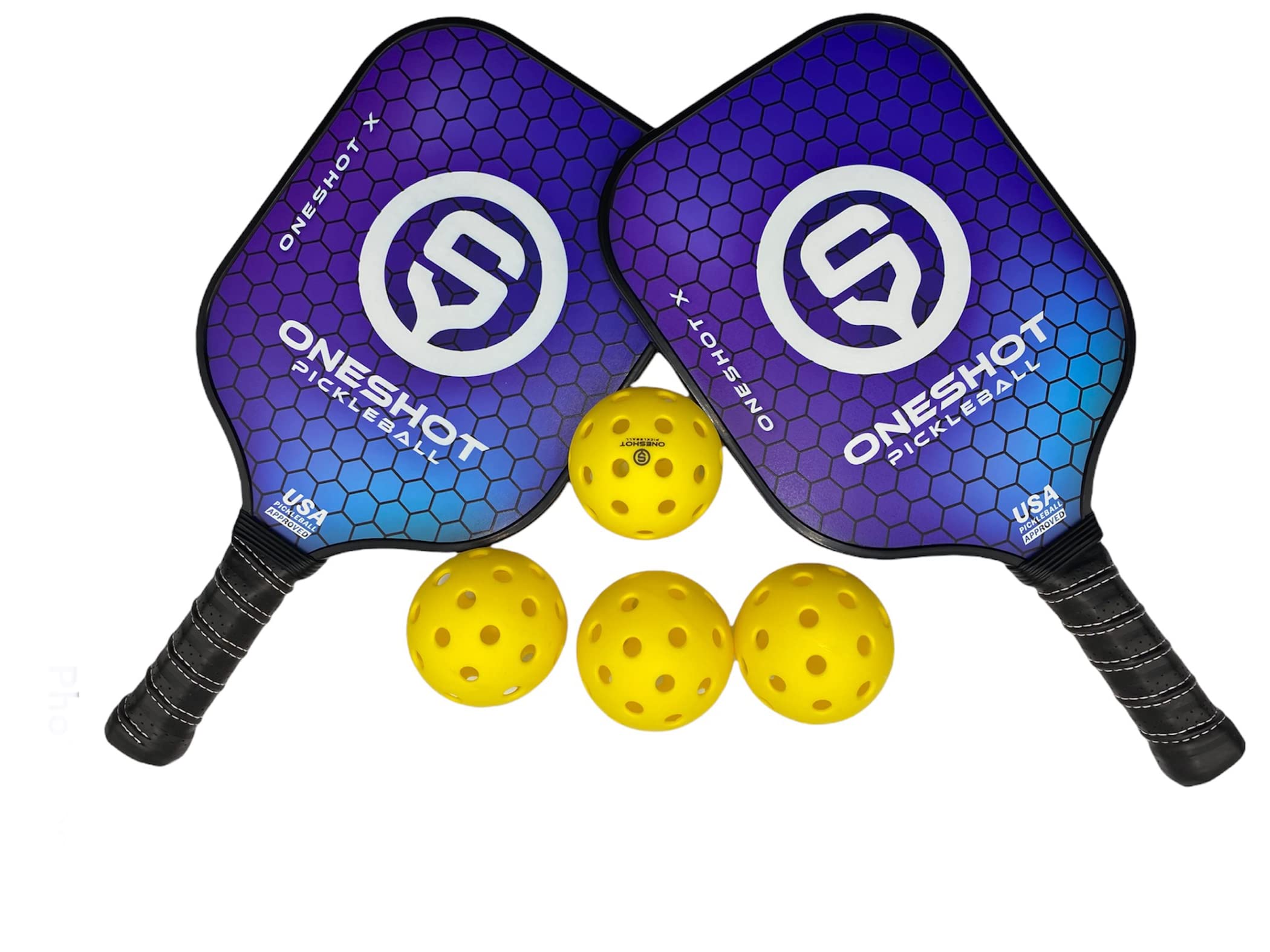 Premium 2-Player Pickleball Paddle Set with 4 Pickleballs & Carry Bag - Polymer Honeycomb Core & Fiberglass Surface - Lightweight Paddles for Indoor/Outdoor Play, Backyard Games & Family Fun