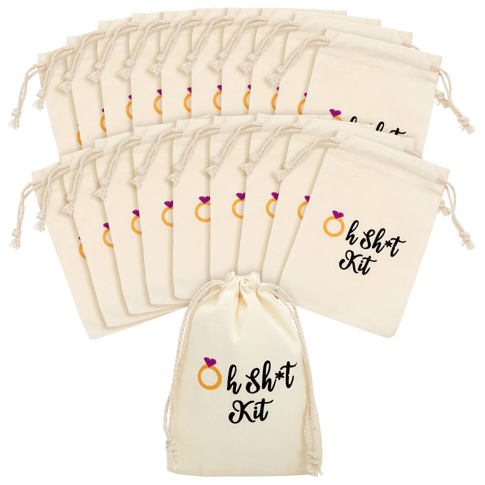 20 Pack Cotton Drawstring Hangover Kit Bags - 4x6 Inch Party Favors for Bachelorette, Wedding, Bachelor Party & Bridal Shower - Perfect for Hangover Recovery & Gift Giving