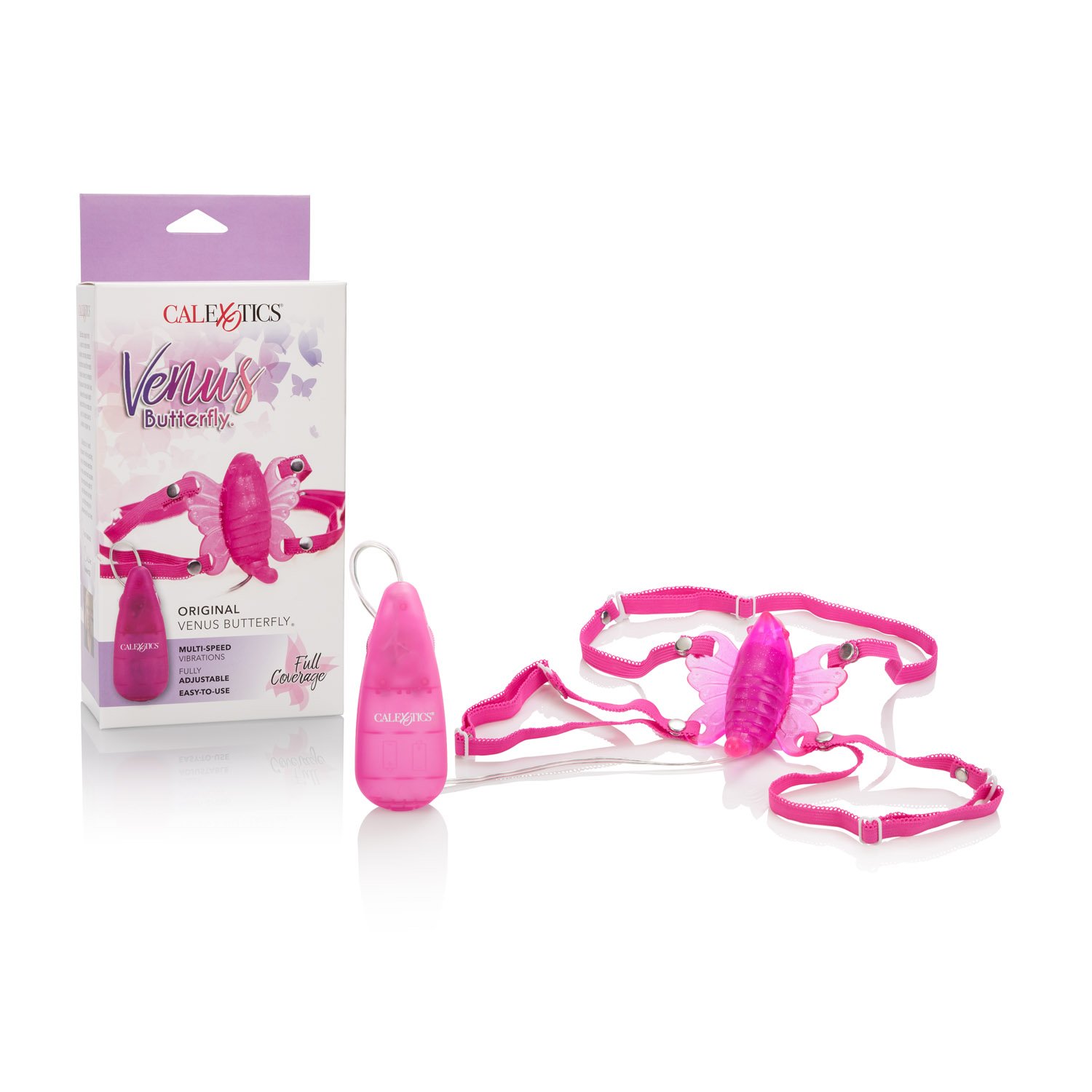 CalExotics Original Venus Butterfly Vibrator - Hands-Free Strap-On Personal Massager for Couples - Pink Adult Sex Toy - Perfect for Date Nights & Romantic Getaways