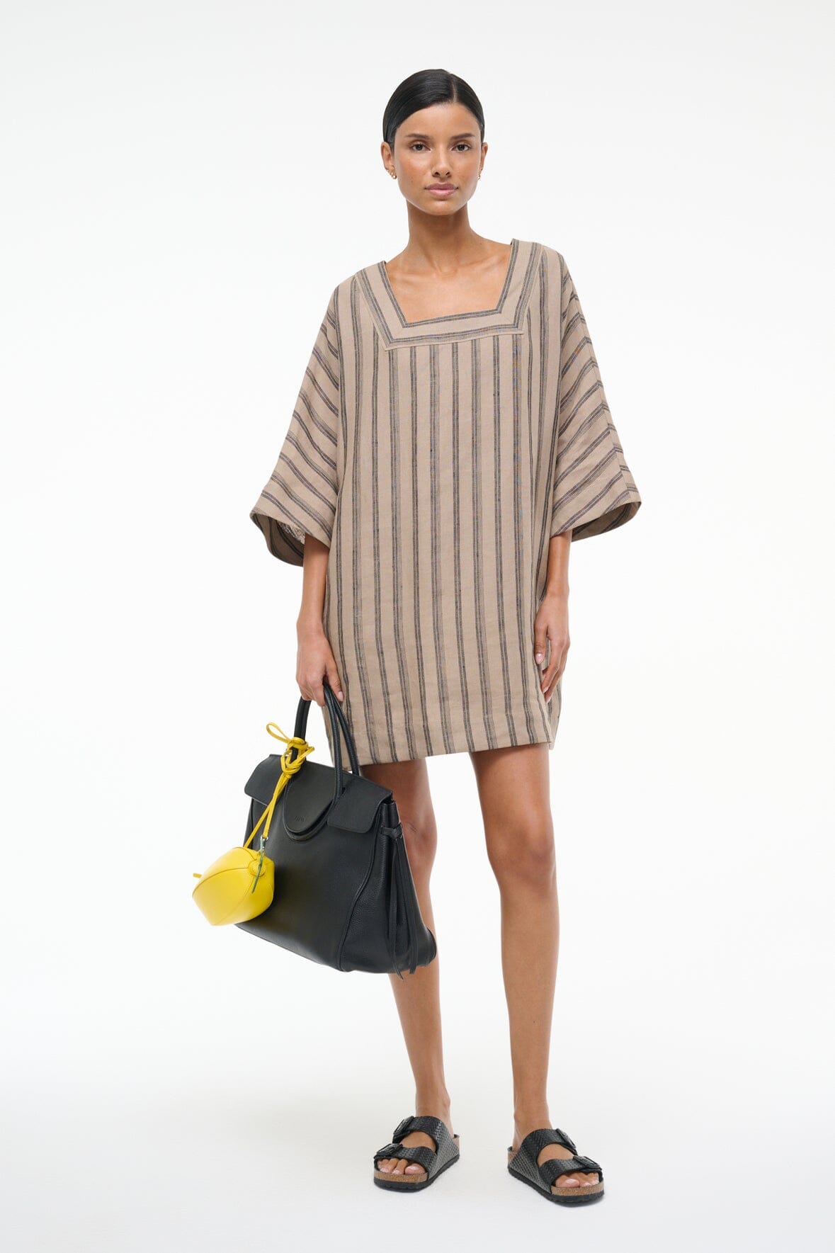 Manuela Linen Dress | Sahara Stripe - Stylish & Comfortable Summer Dress for Women, Beach Vacation & Casual Outings