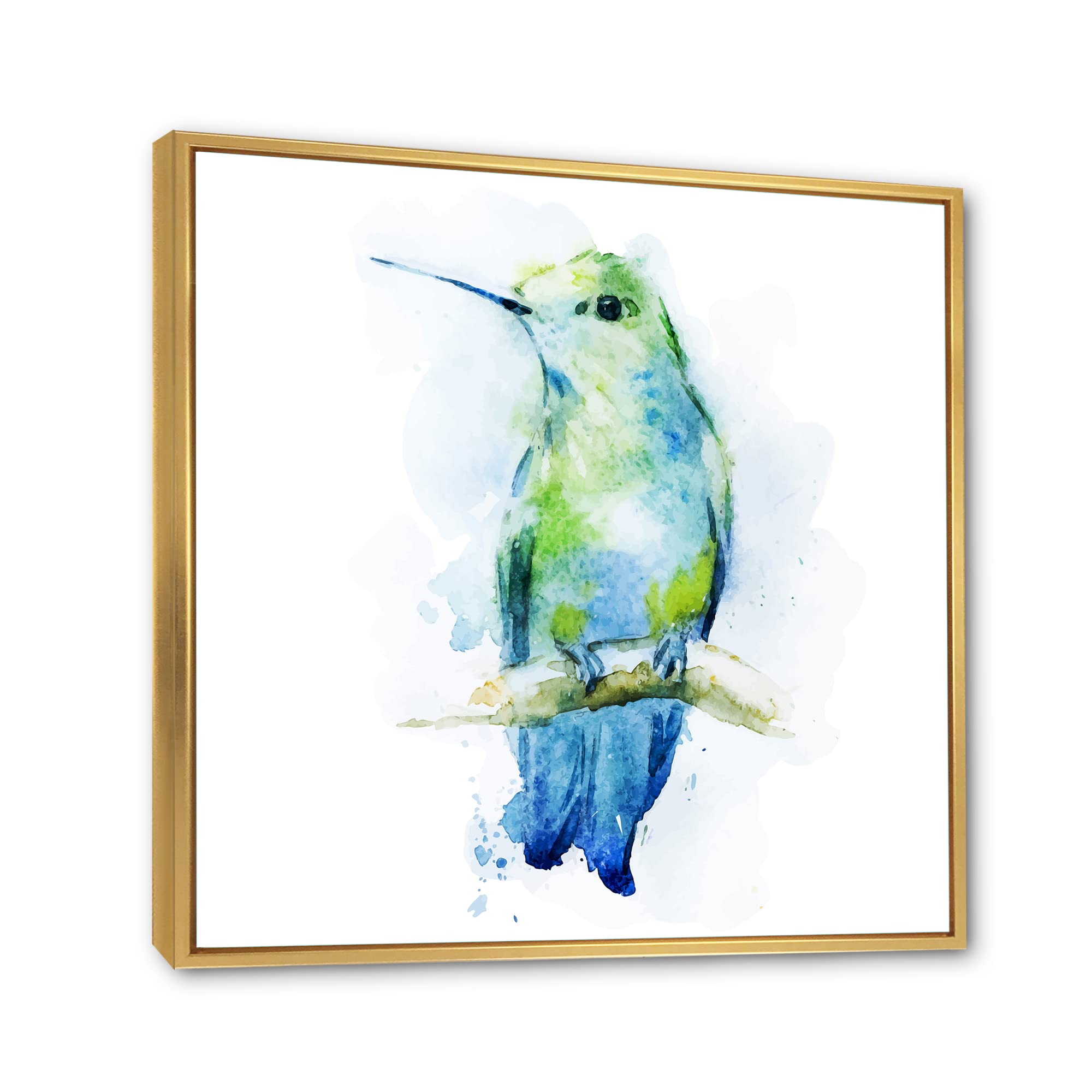 DesignQ Colibri Bird Framed Canvas Wall Art Print - Traditional Hummingbird Painting for Home & Office Decor | Perfect for Living Room, Bedroom, or Gift