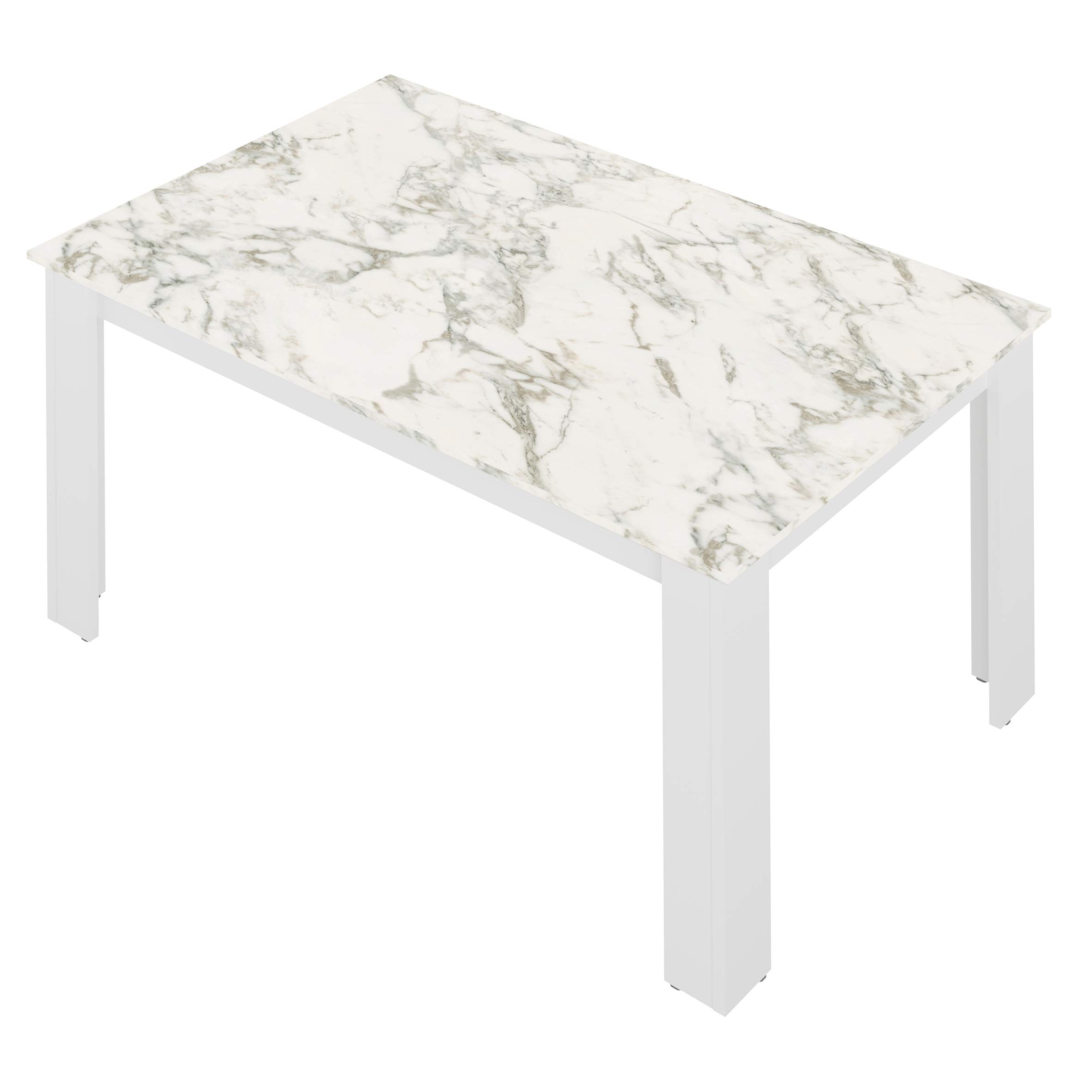 Symbiosis White Marble Look Dining Table - 43.3 x 27.6 x 28.9 Inches (110x70x73.4cm) - Modern Kitchen & Dining Room Furniture for Small Spaces