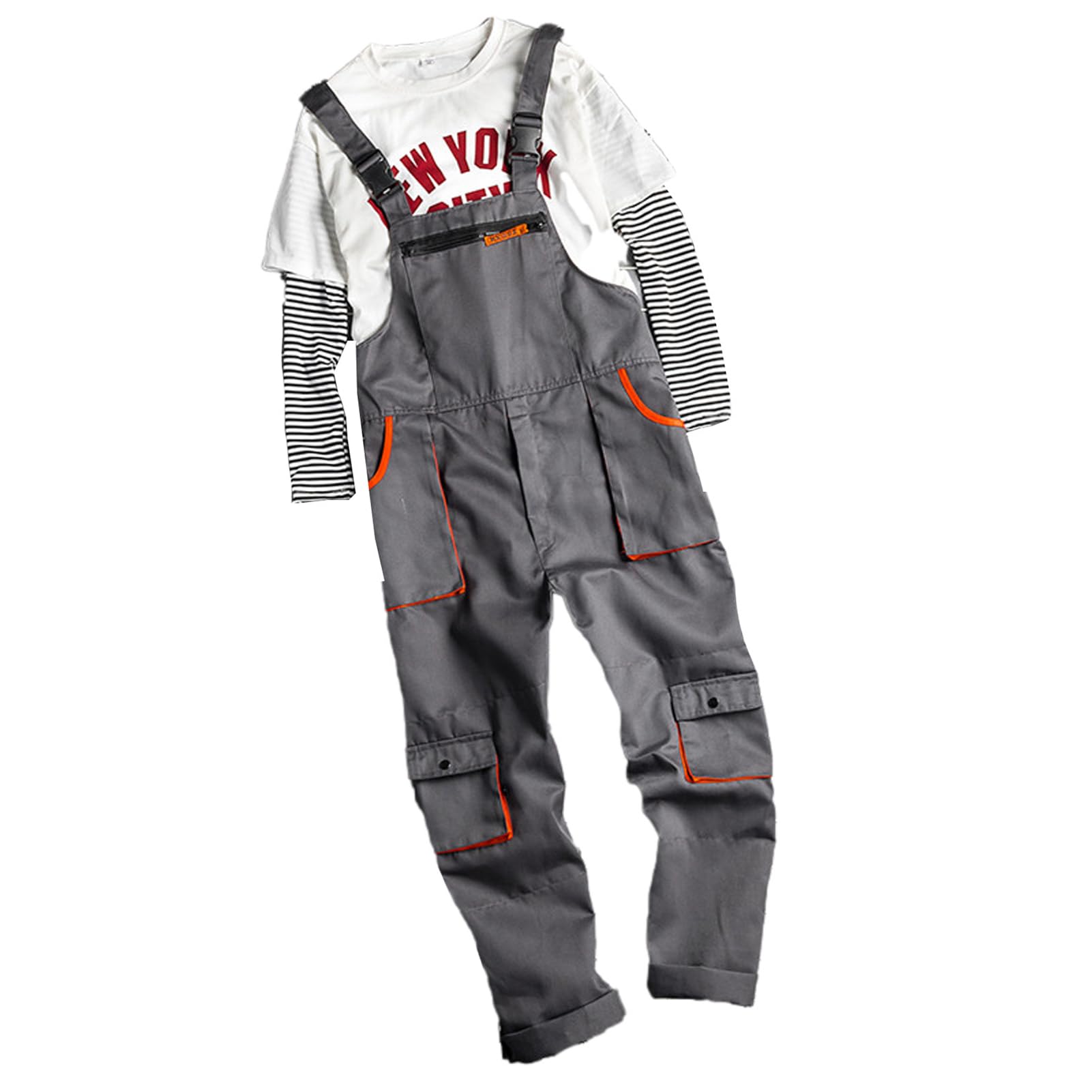Vintage Men's Bib Overalls - Punk Gothic Workwear Coveralls for Men, Durable Denim Romper Jumpsuit for Spring & Autumn | Perfect for Goth Fashion, DIY Projects, and Outdoor Work
