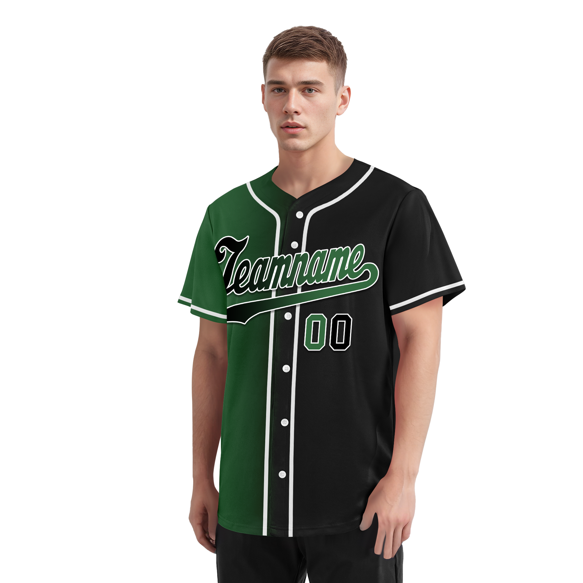 Custom Green Black Gradient Personalized Baseball Jersey - Authentic Fashion Sportswear BSBJ01 D0a707c for Baseball Games, Team Uniforms & Fan Apparel