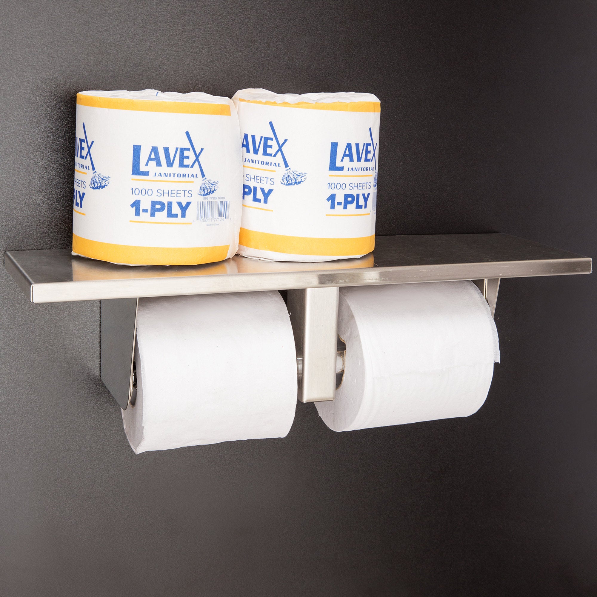 Bobrick B2840 Surface Mounted Toilet Paper Dispenser with Utility Shelf - Satin Finish for Commercial & Public Restrooms