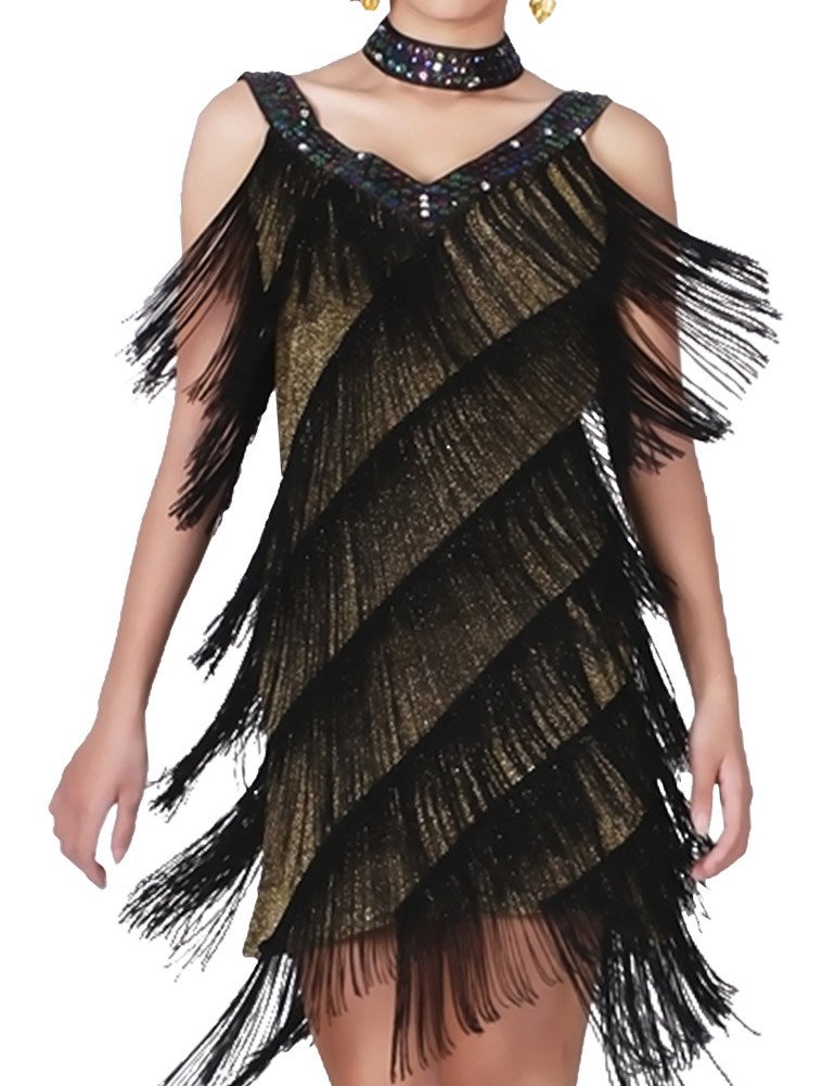 Kayamiya Women's Flapper Dresses 1920s Gatsby Vintage Tassel Fringe Ballroom Dance Cocktail Dress - Roaring 20s Costume Party, Swing Dance, Speakeasy Theme Night & Halloween Outfit