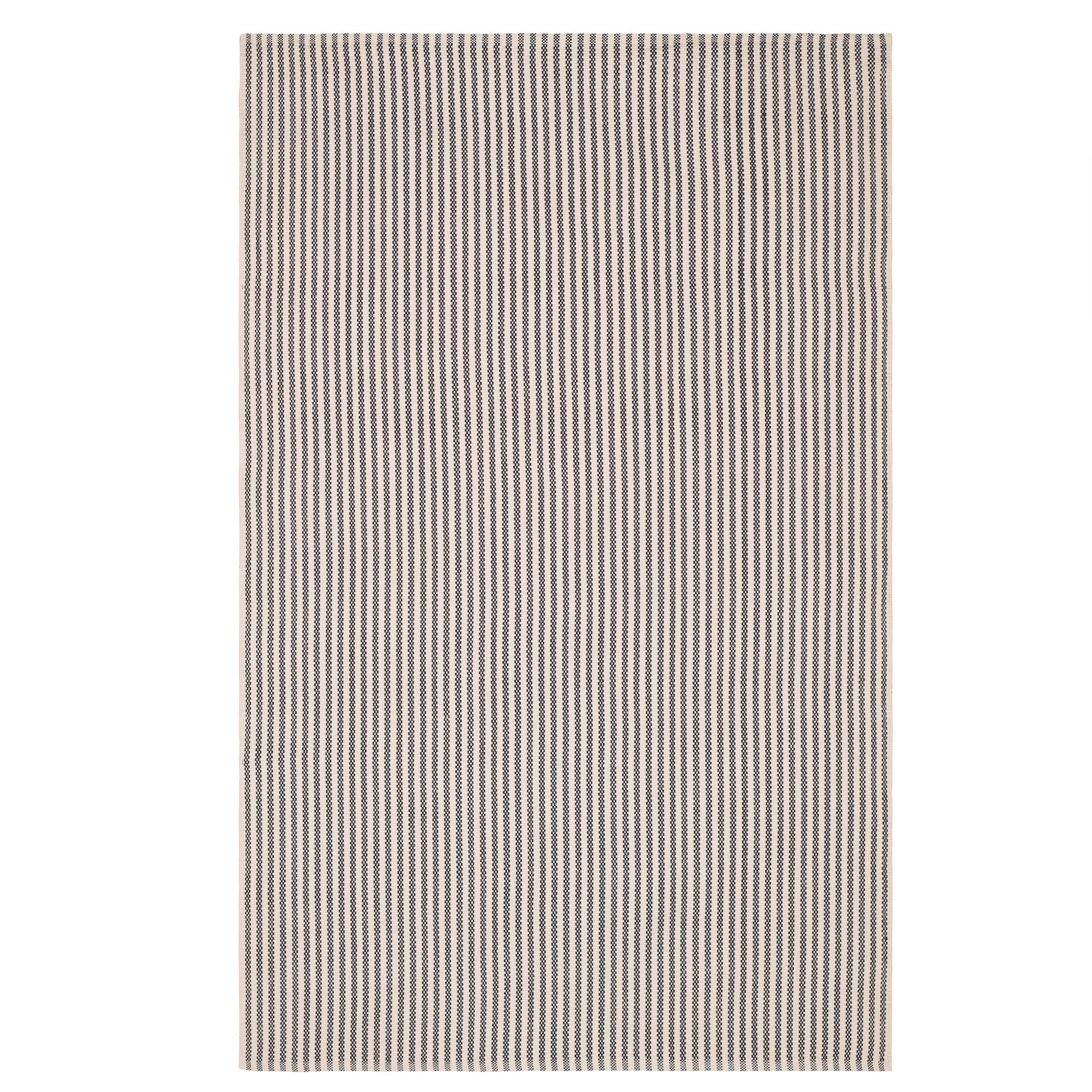 Handwoven Pinstripe Indoor Outdoor Rug - Navy Ivory Striped Bohemian Style Area Carpet for Living Room, Bedroom, Patio Decor
