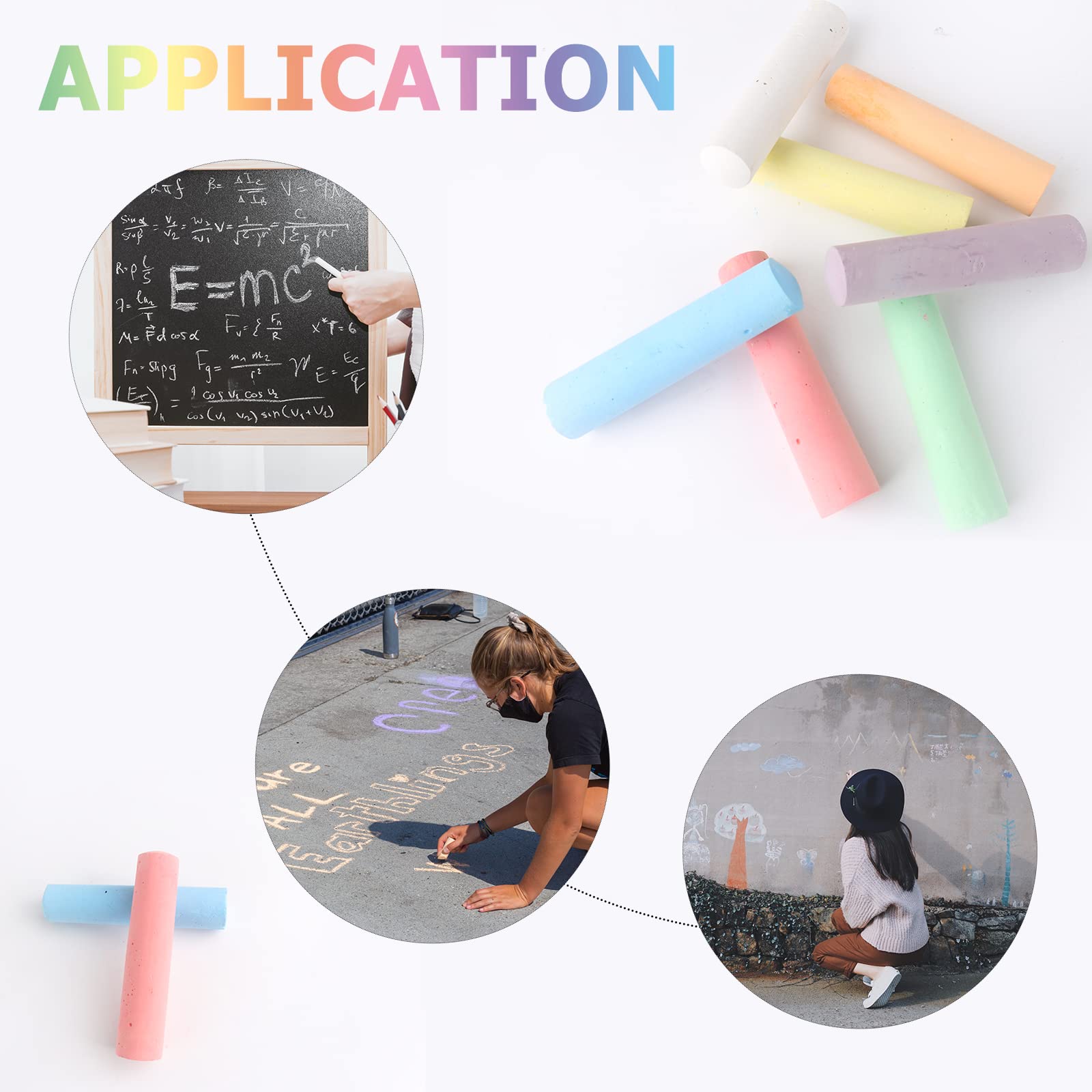 Washable Jumbo Sidewalk Chalk Set - 52 Pieces in 7 Vibrant Colors for Kids & Adults | Non-Toxic Outdoor & Classroom Chalkboard Paint | Perfect for Birthday Parties, School Activities & Driveway Art