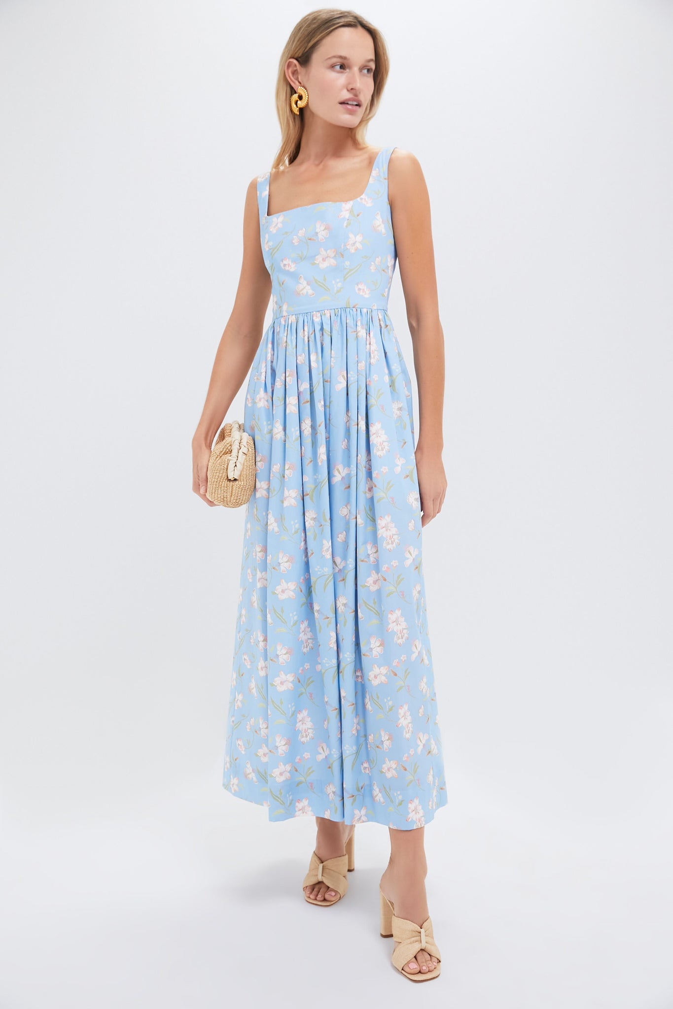 Blue Hibiscus Scoop Neck Dress - Floral Print Summer Dress for Women | Perfect for Beach Vacations, Date Nights & Outdoor Parties