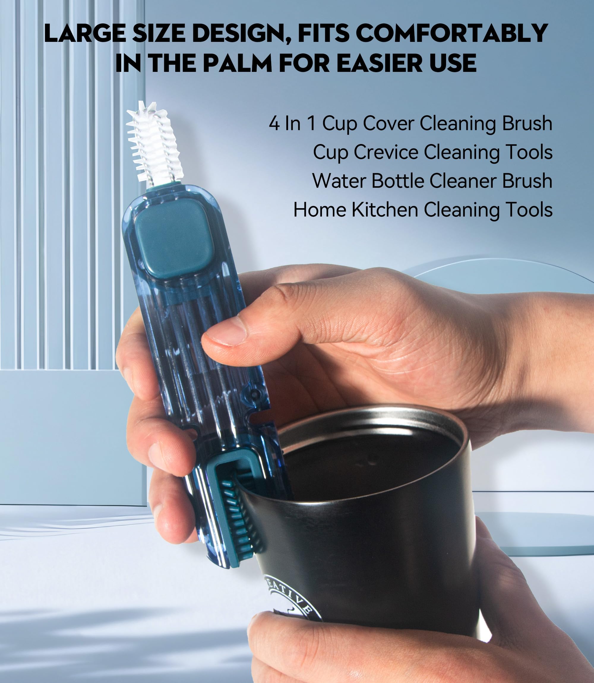4-in-1 Cup Lid Cleaning Brush - Multipurpose Silicone Cleaner for Bottles & Kitchen Use